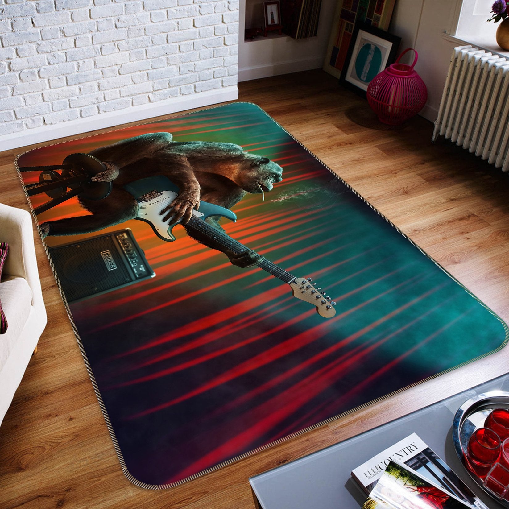 3D Orangutan Playing Guitar 614 Animal Non Slip Rug Mat Mat AJ Creativity Home 