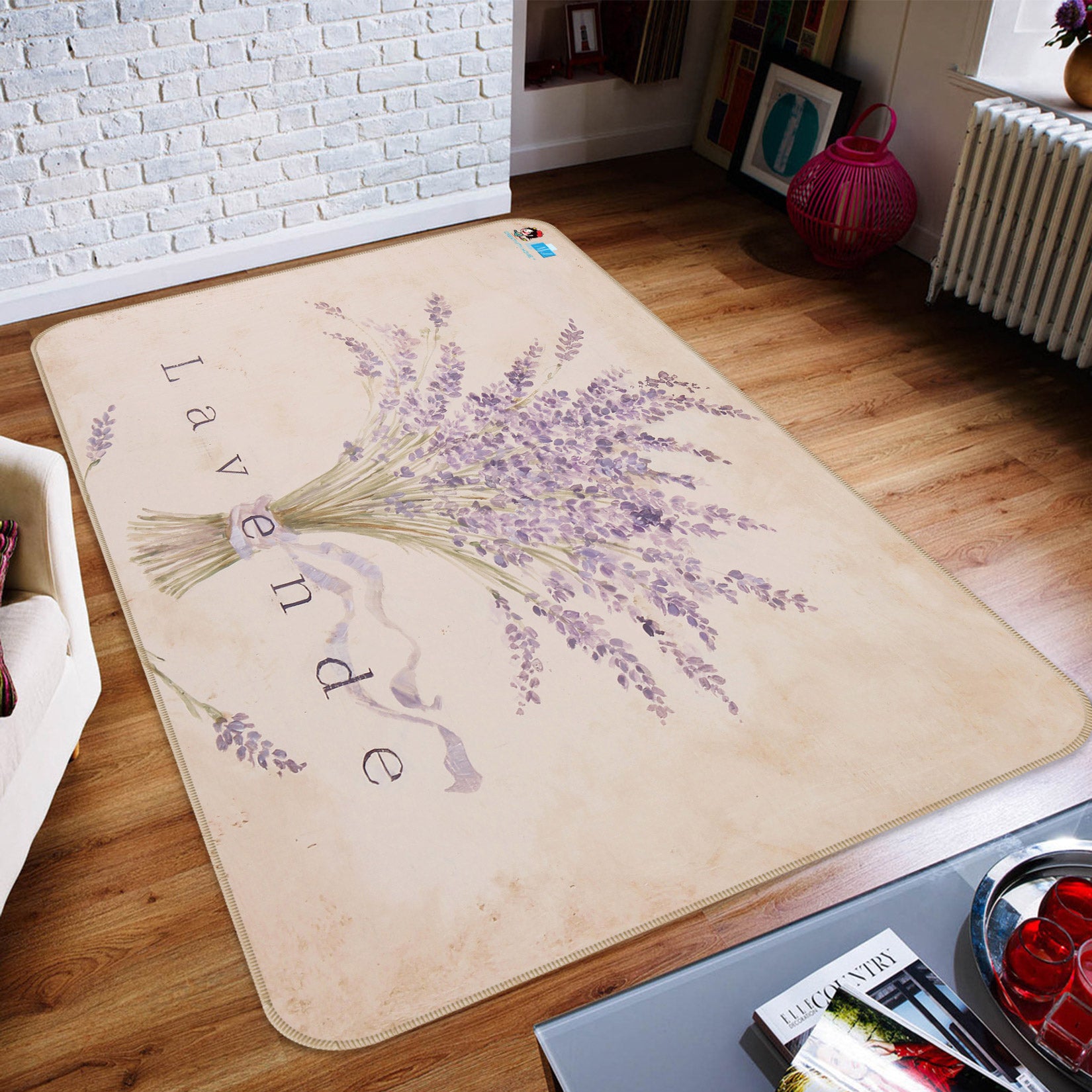 3D Purple Bouquet 1004 Debi Coules Rug Non Slip Rug Mat