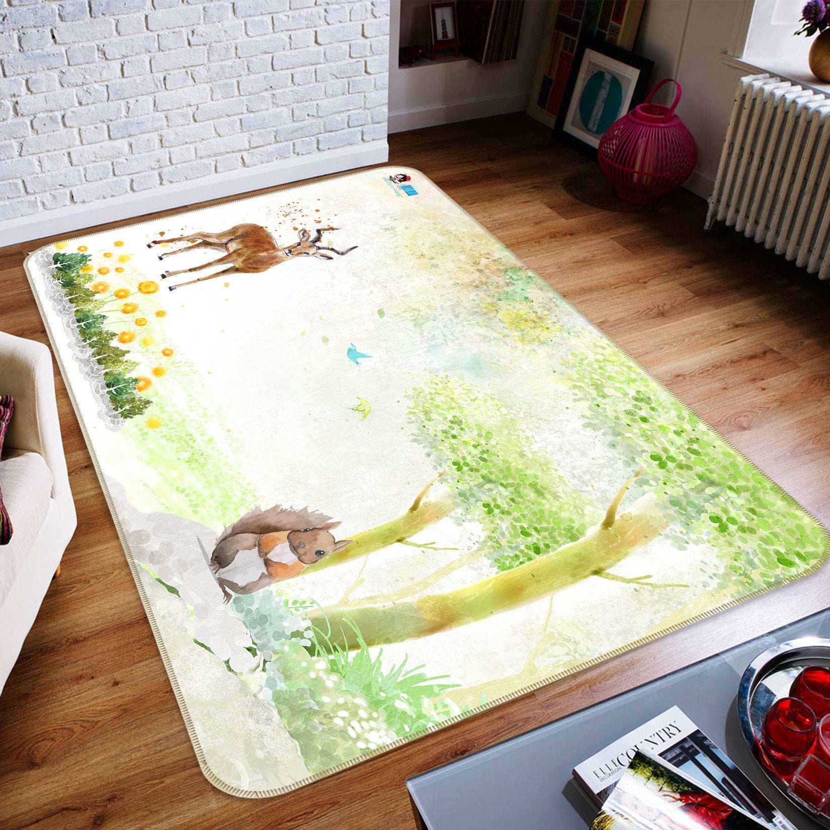 3D Squirrel Deer 351 Non Slip Rug Mat Mat AJ Creativity Home 