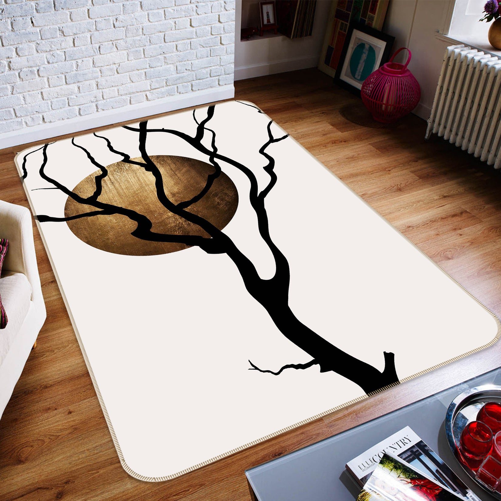 3D Black Tree Moon 1088 Boris Draschoff Rug Non Slip Rug Mat