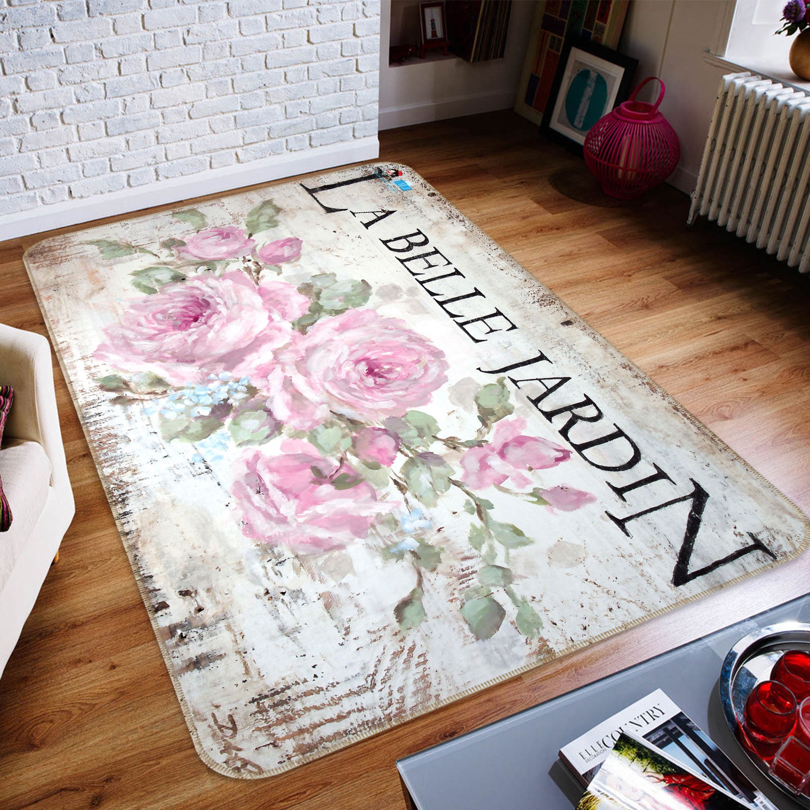 3D Floral Letters 1003 Debi Coules Rug Non Slip Rug Mat