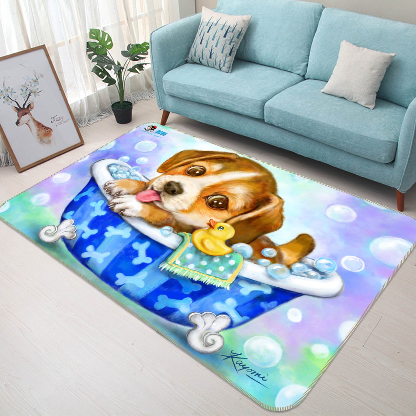 3D Bathtub Pet Dog 5607 Kayomi Harai Rug Non Slip Rug Mat