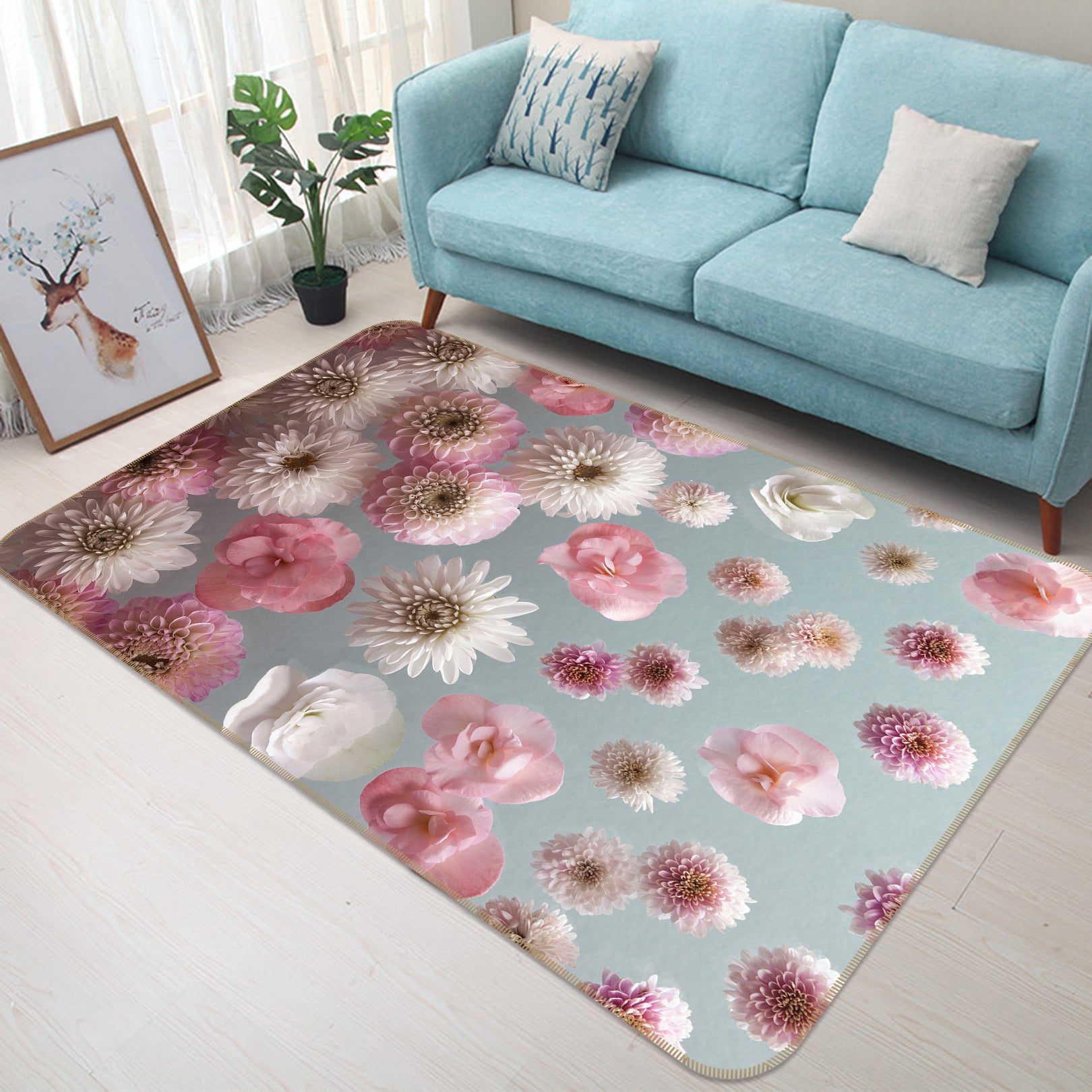 3D Peony Flower 110 Assaf Frank Rug Non Slip Rug Mat