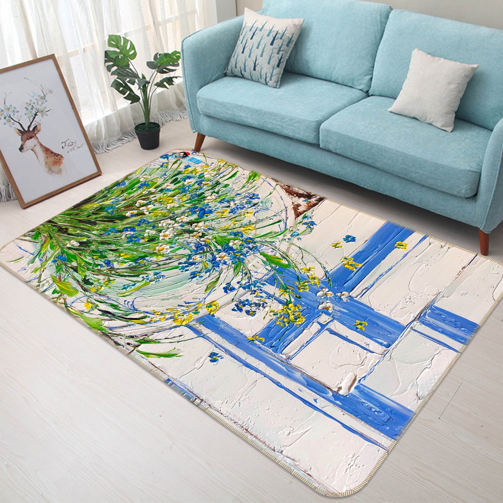 3D Flower Painting 12600 Skromova Marina Rug Non Slip Rug Mat