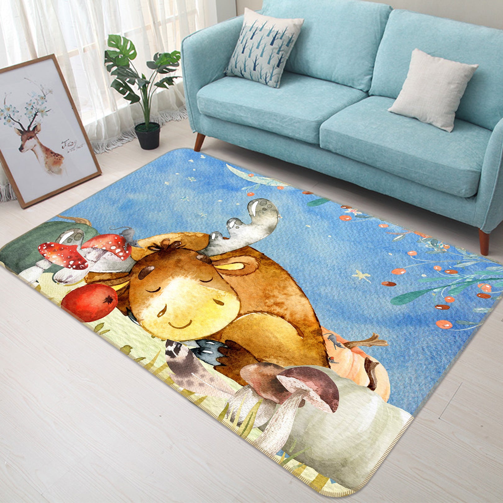 3D Reindeer Mouse 050 Uta Naumann Rug Non Slip Rug Mat