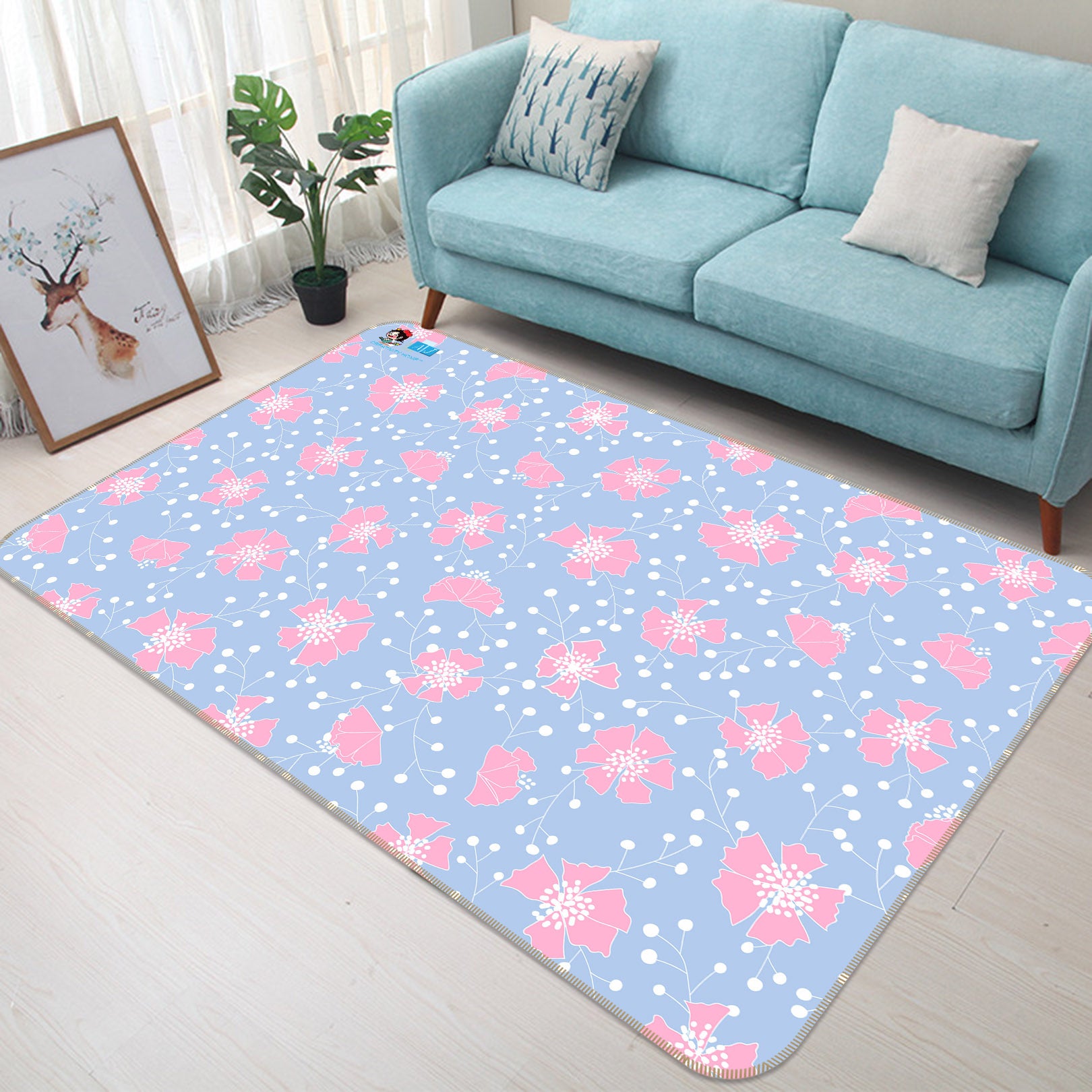 3D Pink Flowers 107109 Kashmira Jayaprakash Rug Non Slip Rug Mat