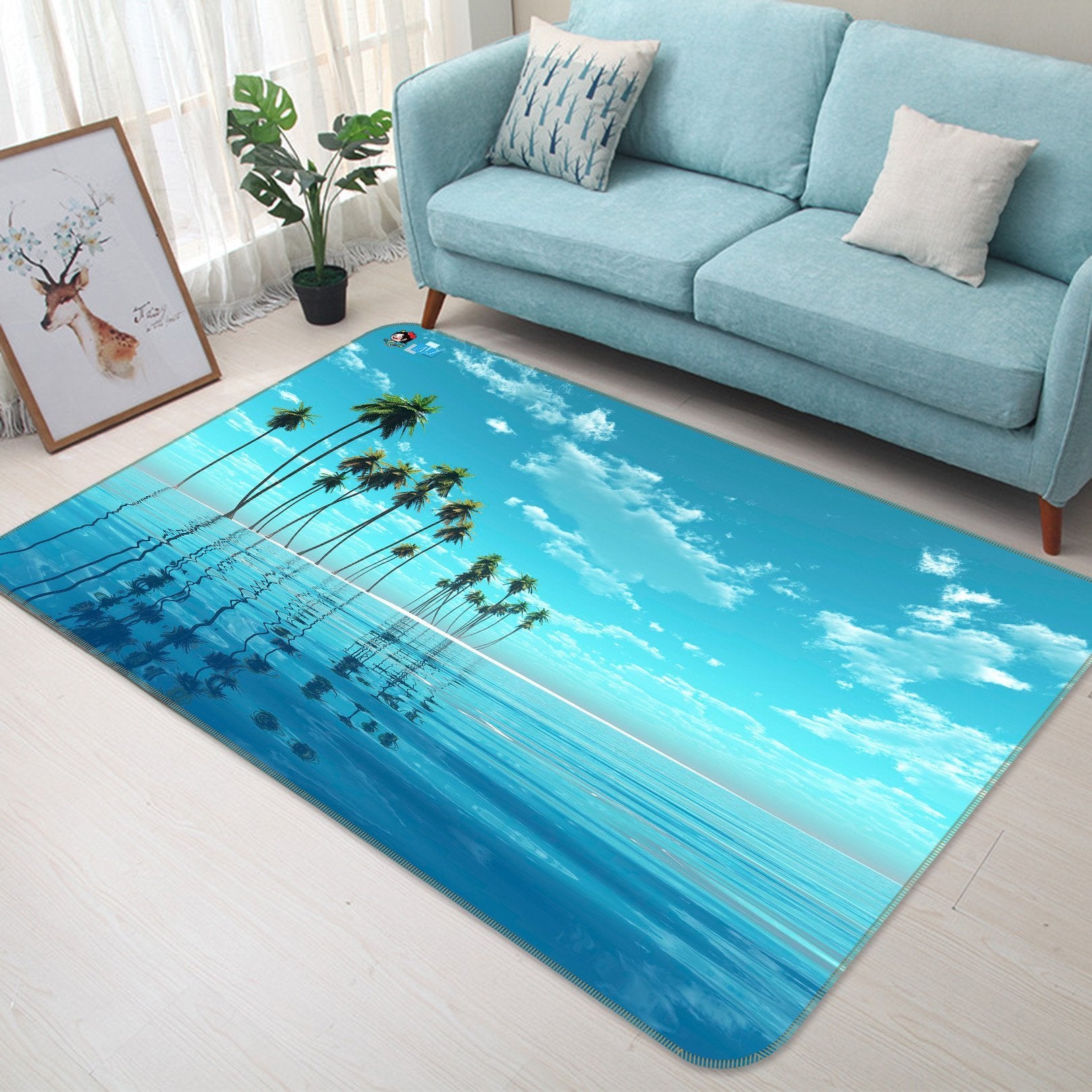 3D Sea Coconut Trees 206 Non Slip Rug Mat Mat AJ Creativity Home 