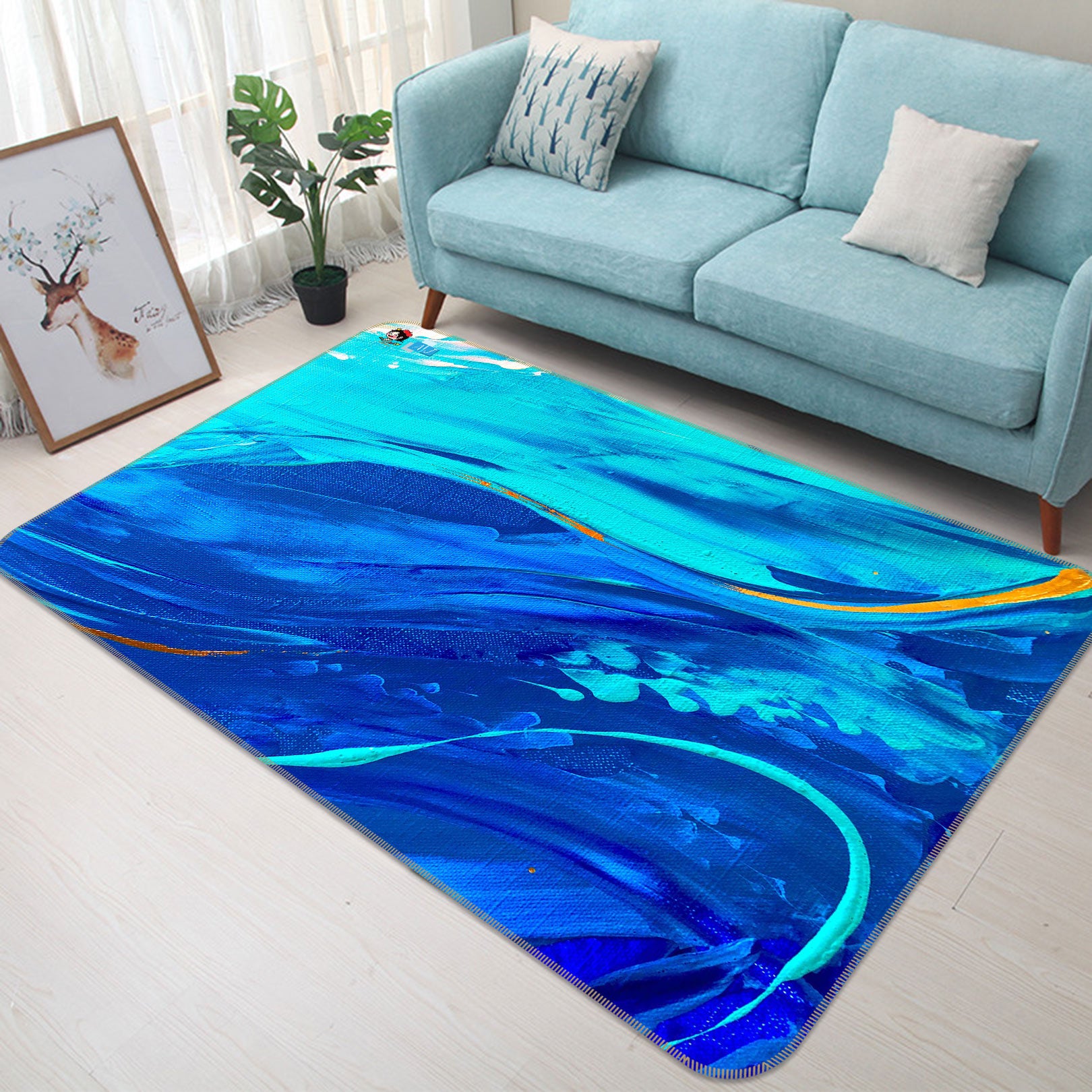 3D Blue Painting 1101 Skromova Marina Rug Non Slip Rug Mat