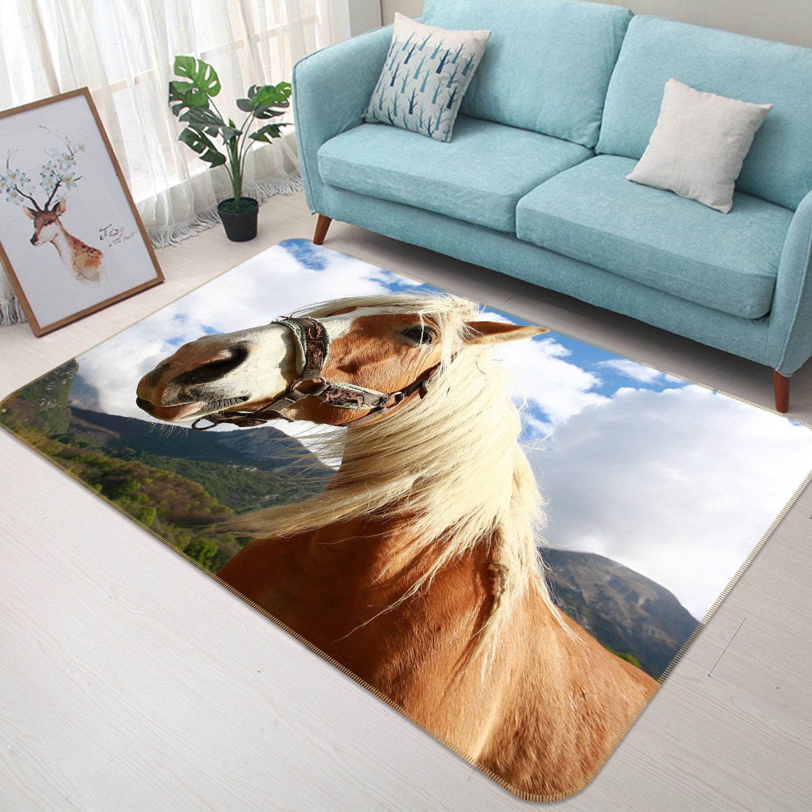 3D Blue Sky Horse 597 Animal Non Slip Rug Mat Mat AJ Creativity Home 