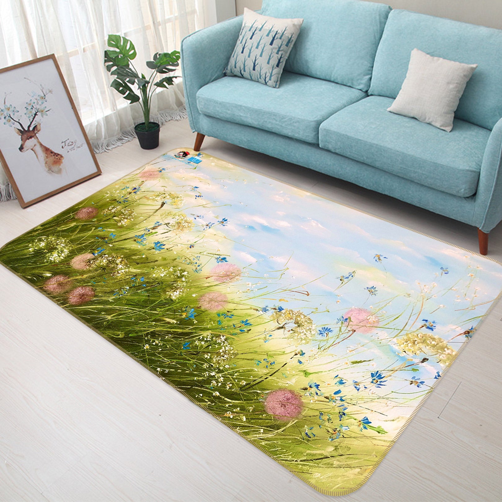 3D Grass Wildflowers 1144 Skromova Marina Rug Non Slip Rug Mat