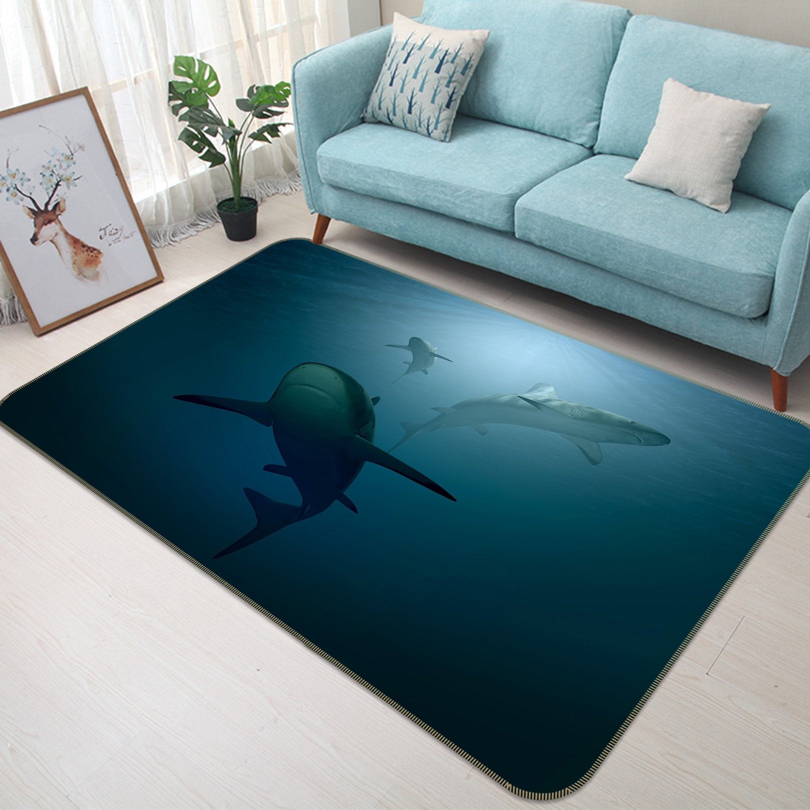 3D Dolphin 590 Animal Non Slip Rug Mat Mat AJ Creativity Home 