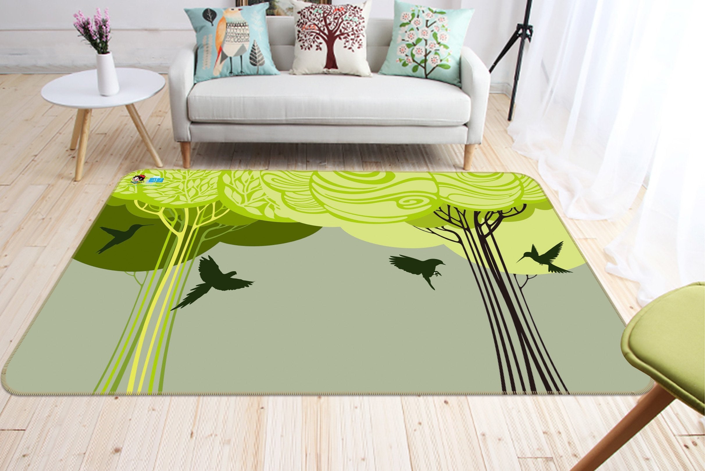 3D Magpie Tree 345 Non Slip Rug Mat Mat AJ Creativity Home 