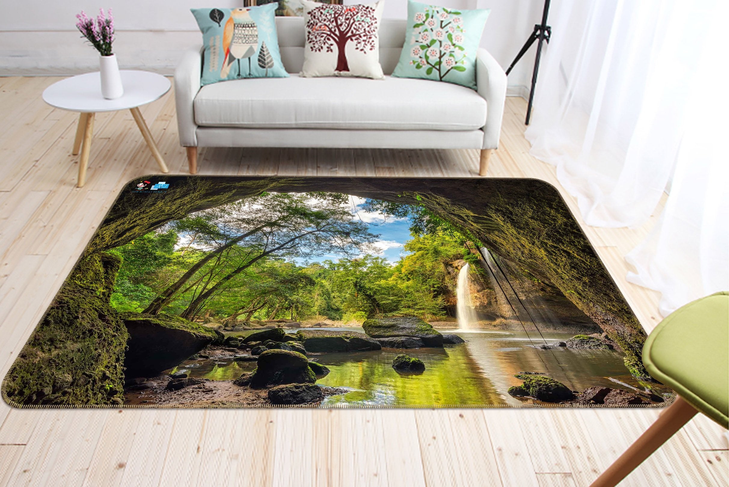 3D Cave Waterfall 467 Non Slip Rug Mat Mat AJ Creativity Home 