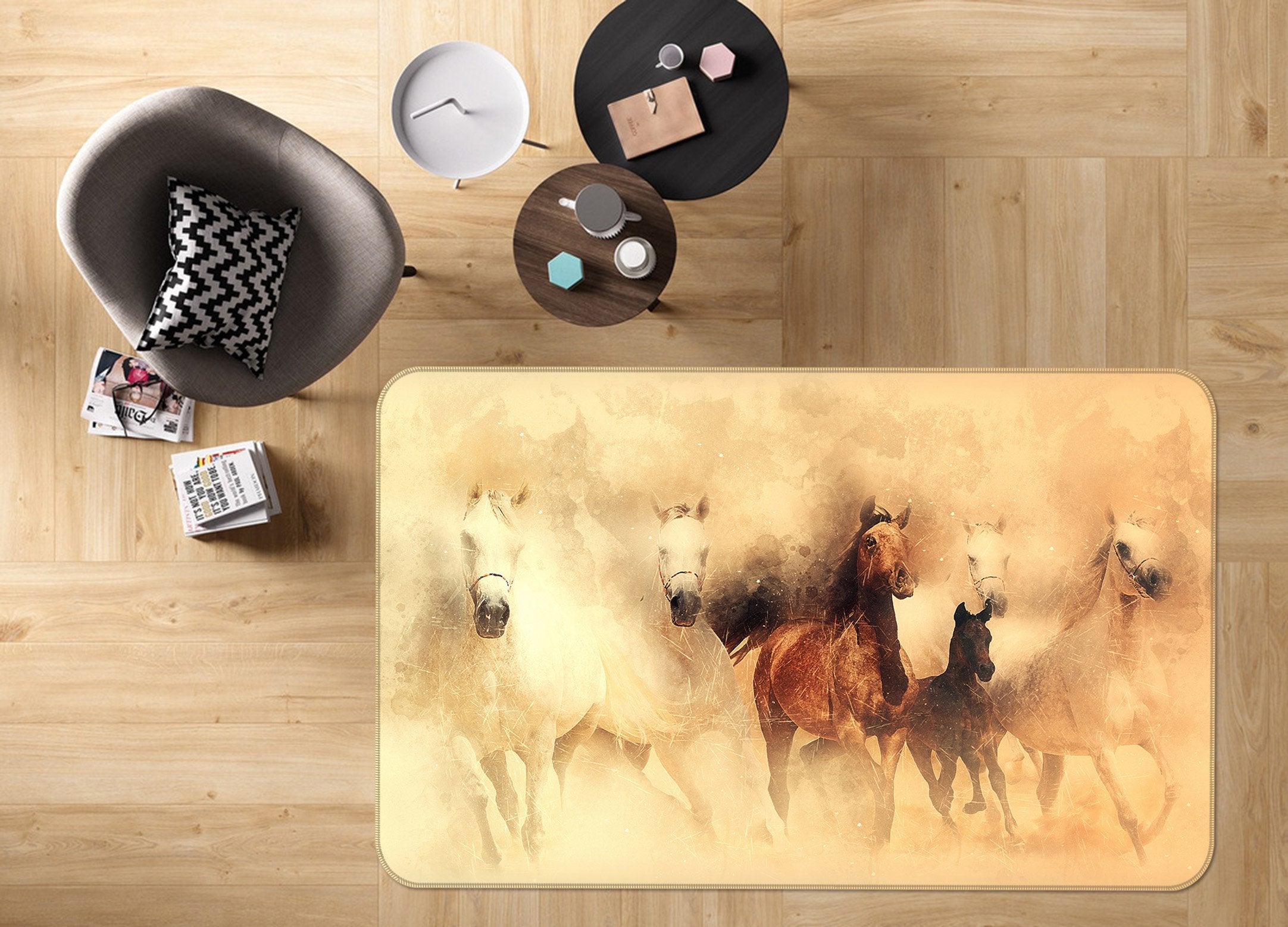 3D Horse Running 600 Animal Non Slip Rug Mat Mat AJ Creativity Home 