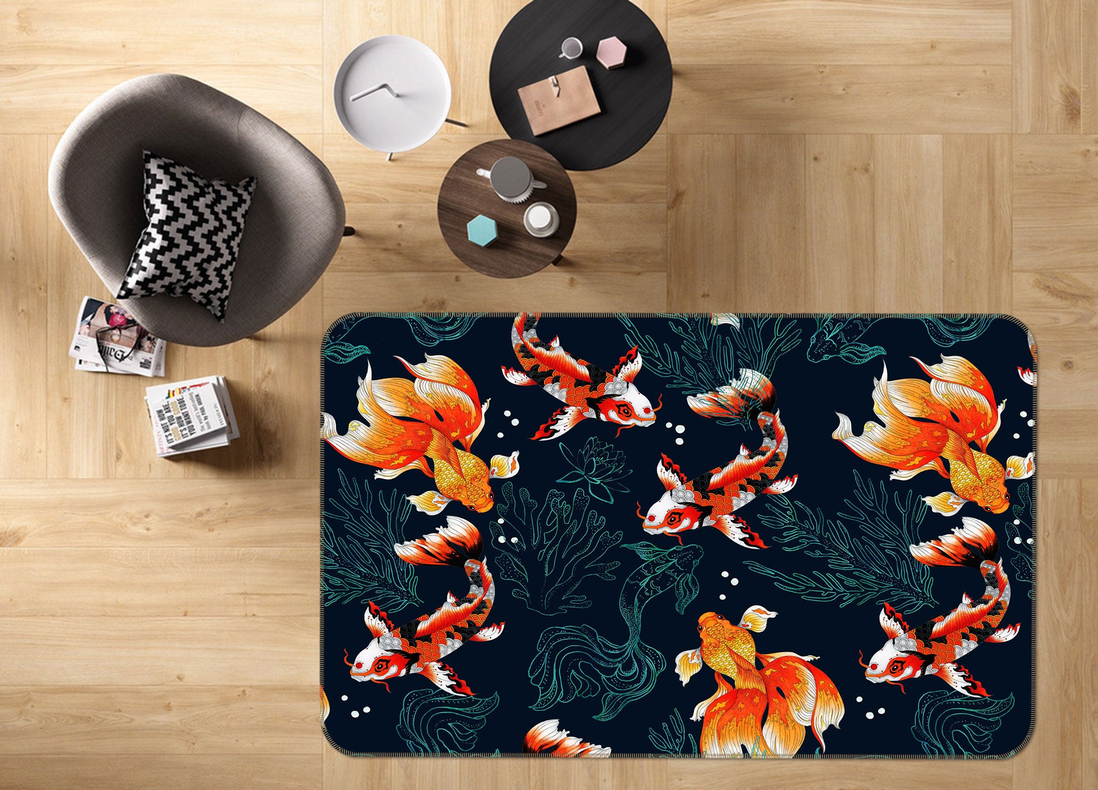 3D Red Goldfish 003 Uta Naumann Rug Non Slip Rug Mat