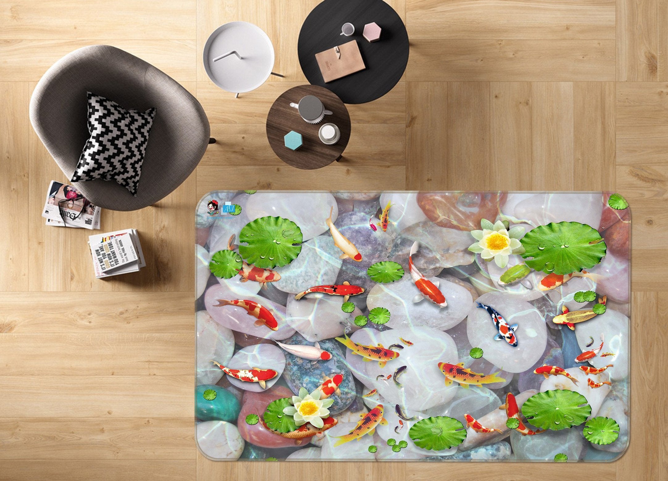 3D Fish Pond 571 Non Slip Rug Mat Mat AJ Creativity Home 