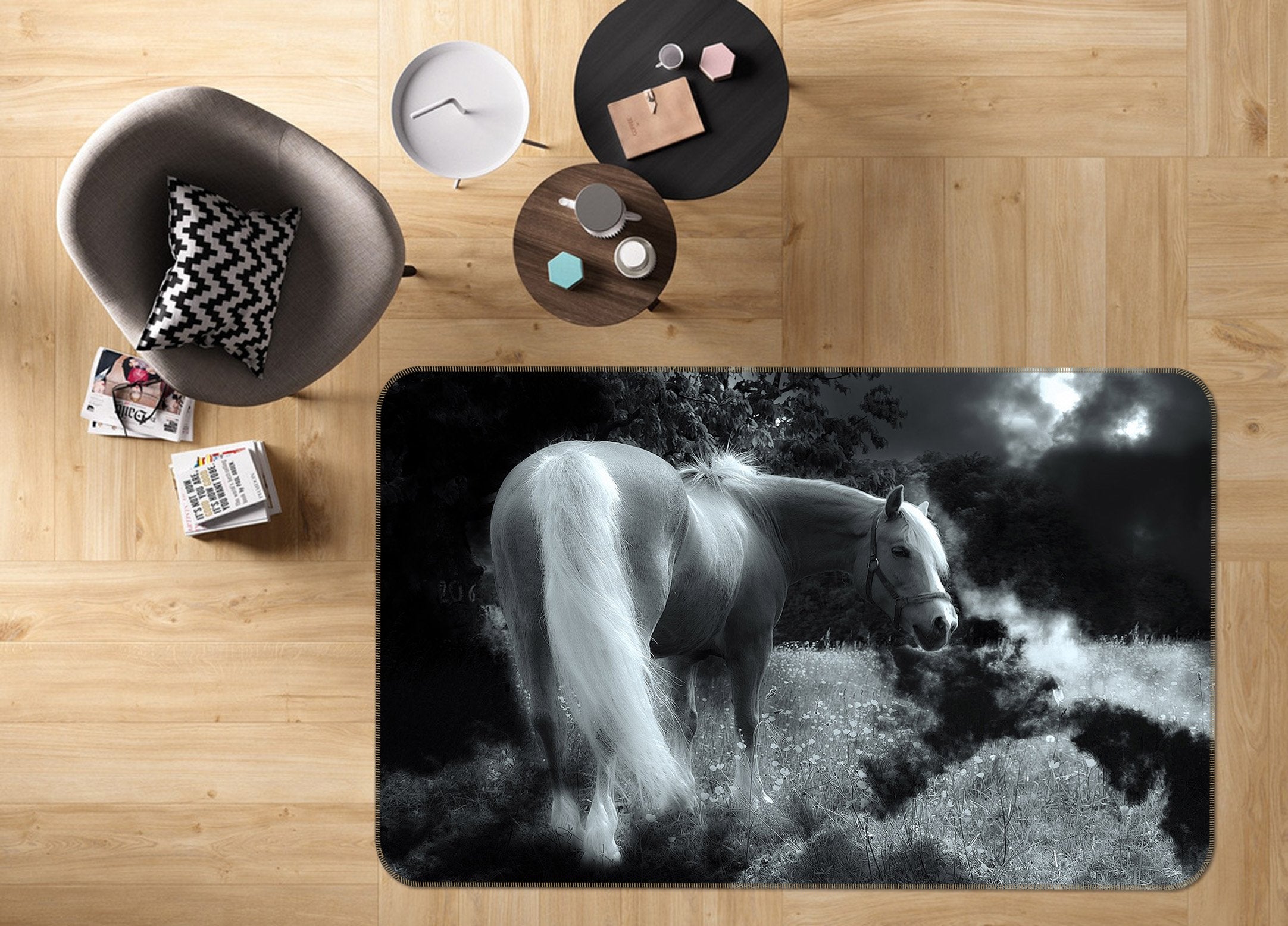 3D Grey Horse 592 Animal Non Slip Rug Mat Mat AJ Creativity Home 