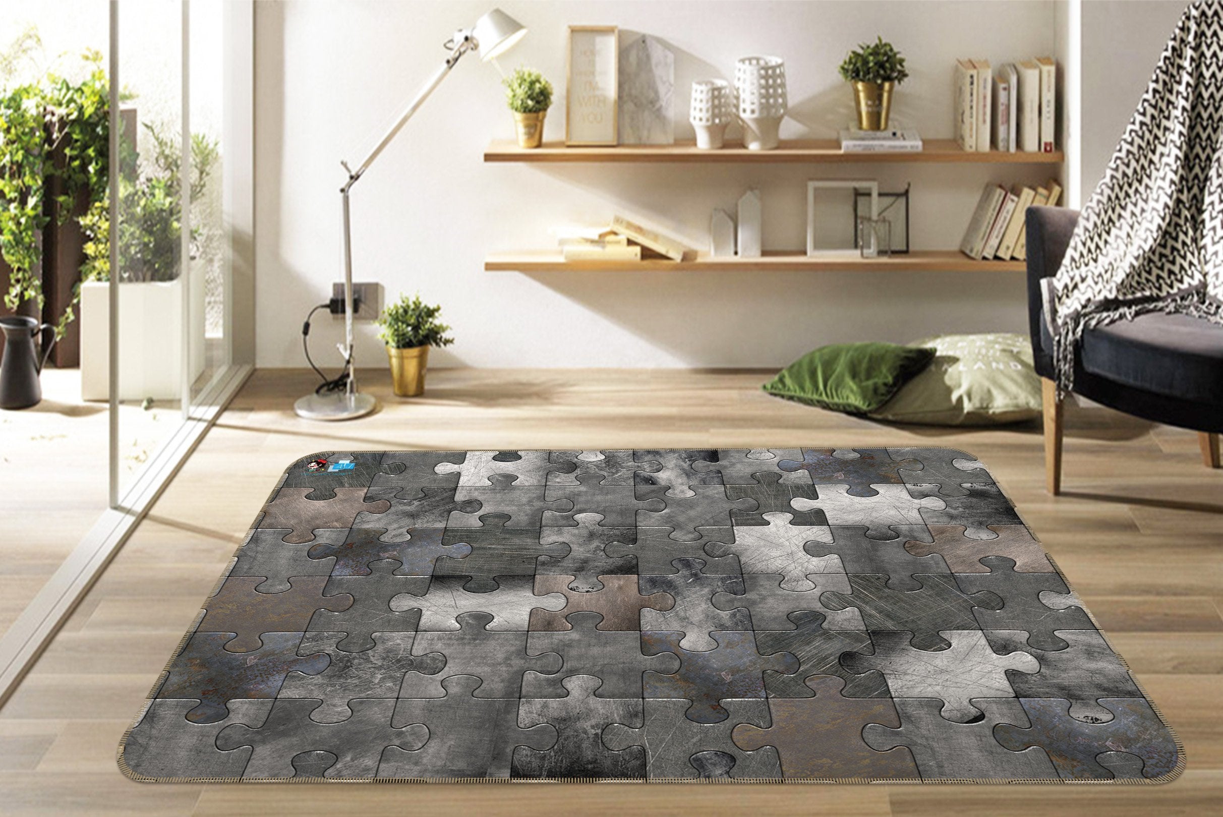 3D Gray Puzzle 2 Non Slip Rug Mat Mat AJ Creativity Home 