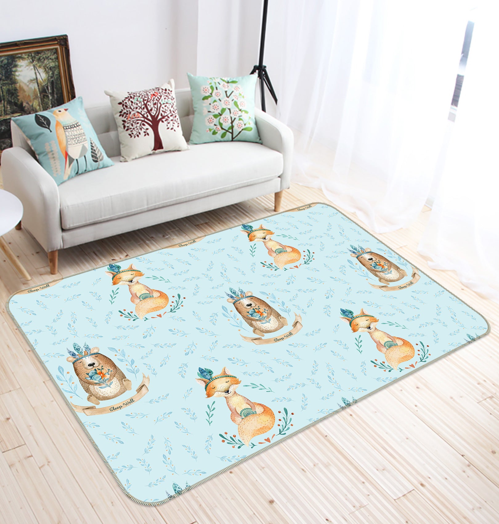 3D Fox Grass 022 Uta Naumann Rug Non Slip Rug Mat