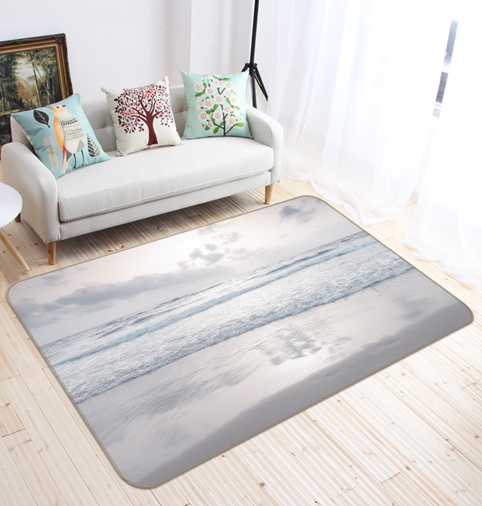 3D White Sea 121 Assaf Frank Rug Non Slip Rug Mat