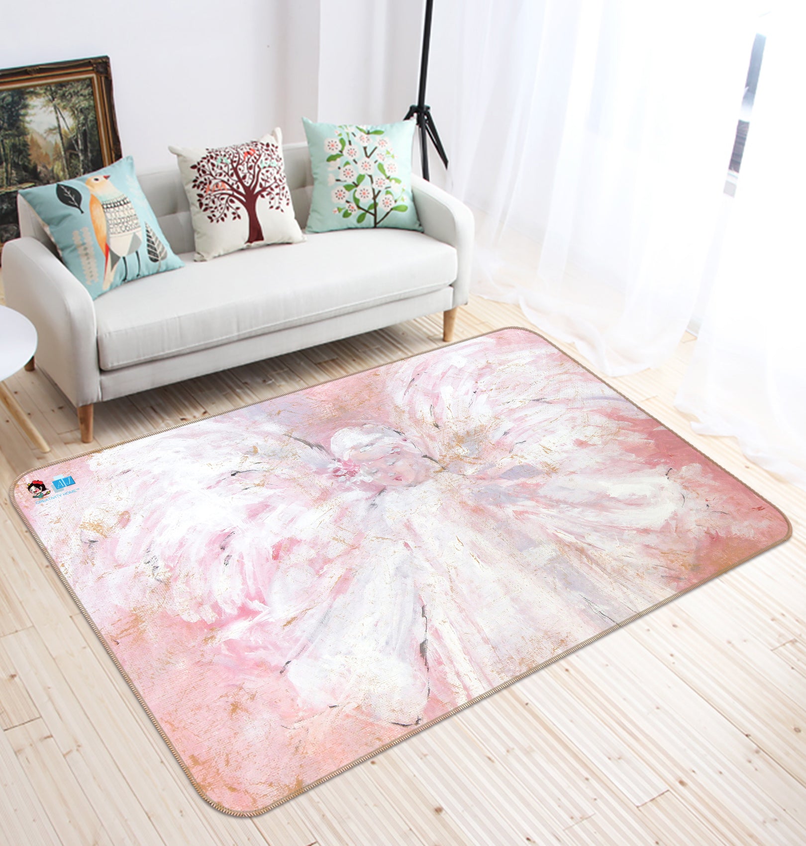 3D Pink Wings Angel 1027 Debi Coules Rug Non Slip Rug Mat