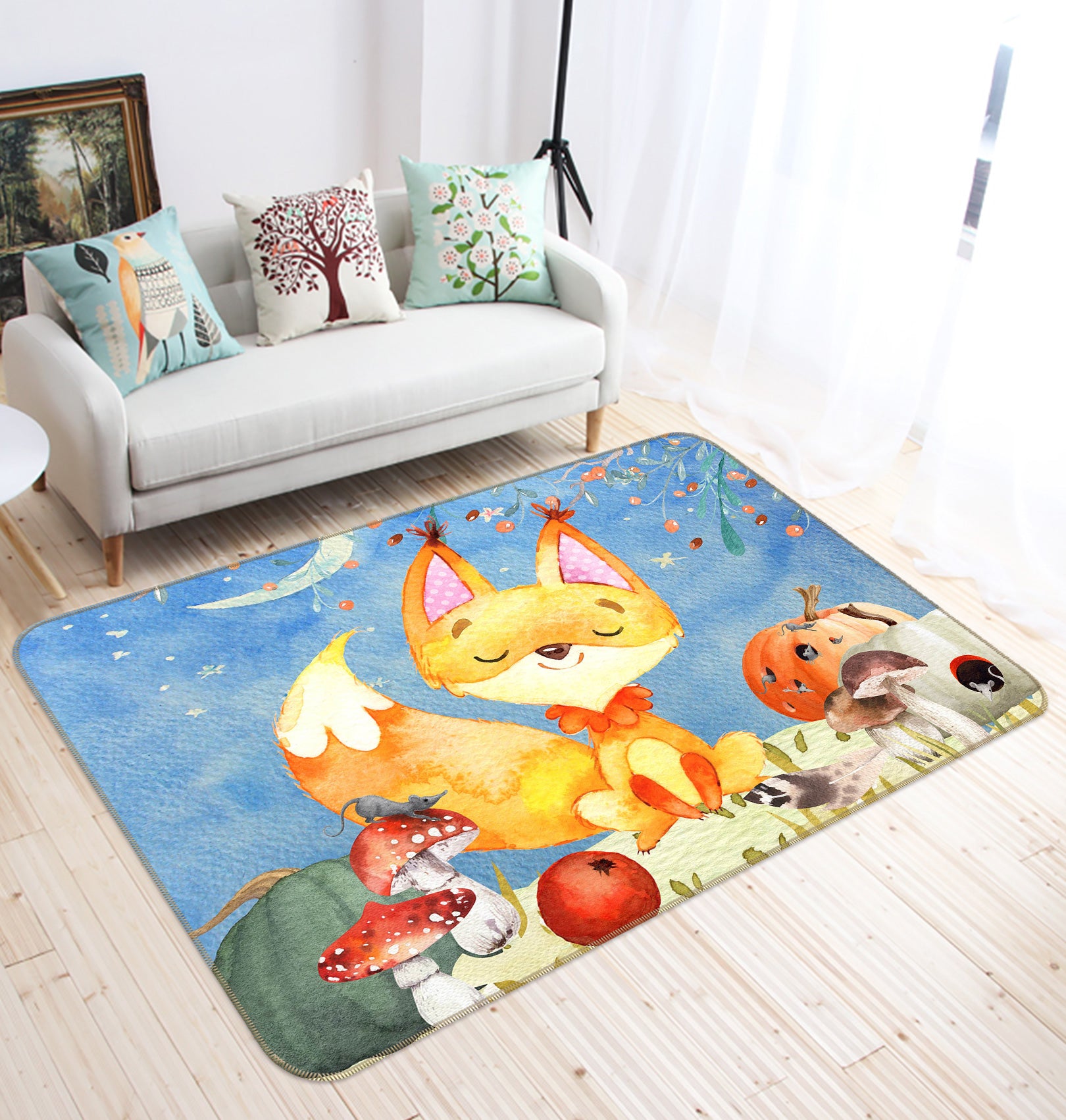 3D Fox Pumpkin 049 Uta Naumann Rug Non Slip Rug Mat