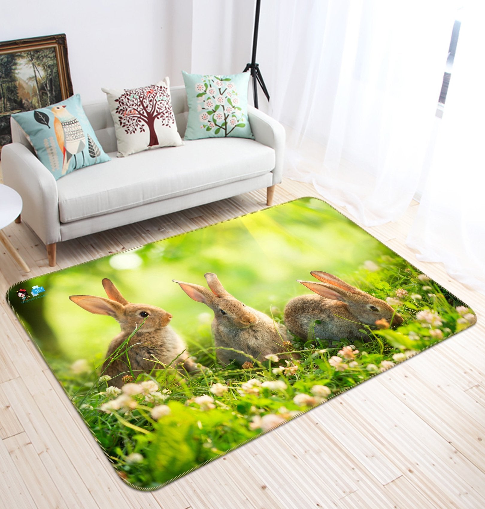 3D Rabbit Grazing 542 Non Slip Rug Mat Mat AJ Creativity Home 