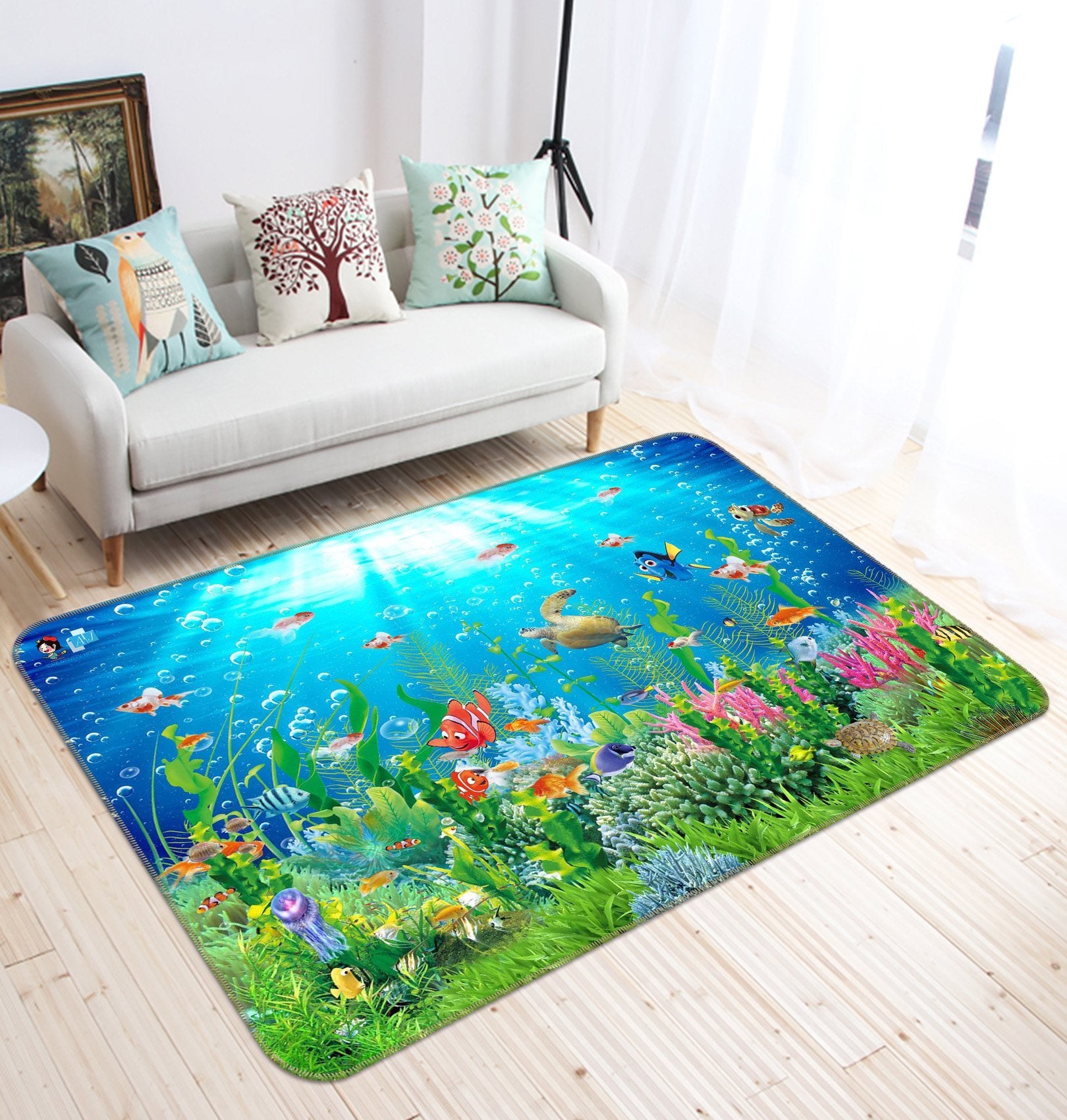 3D Fish Turtle 586 Non Slip Rug Mat Mat AJ Creativity Home 