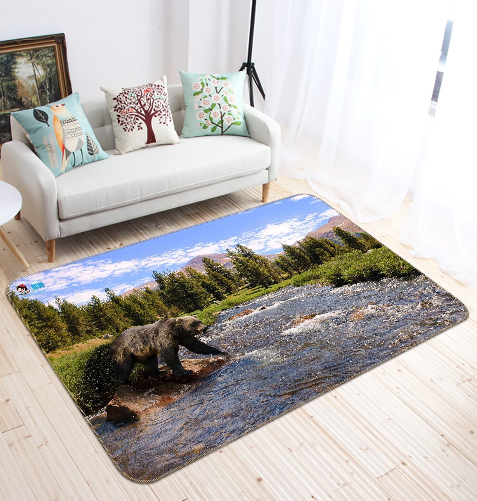 3D Bear River 545 Non Slip Rug Mat Mat AJ Creativity Home 