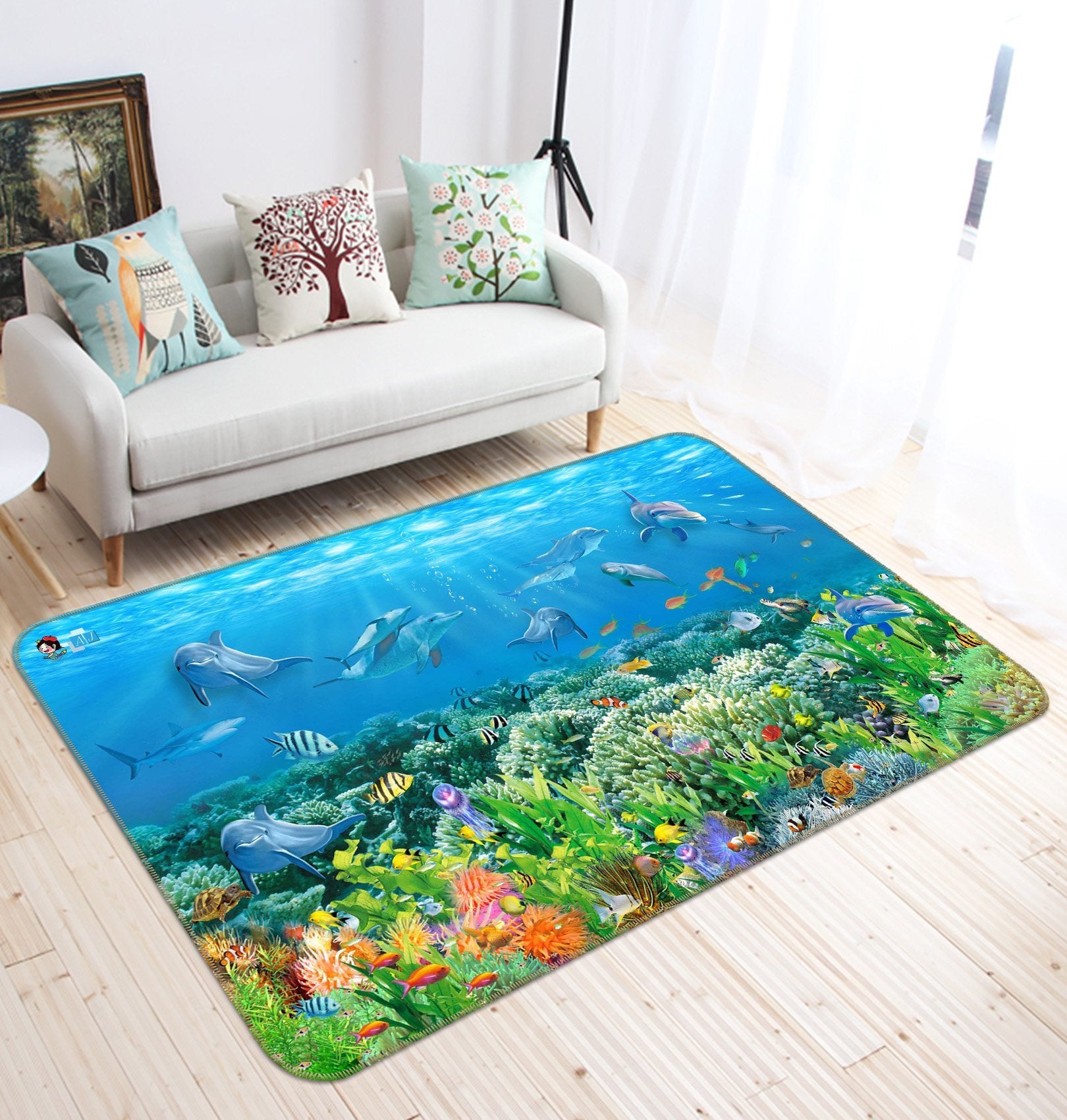 3D Coral Dolphins 585 Non Slip Rug Mat Mat AJ Creativity Home 