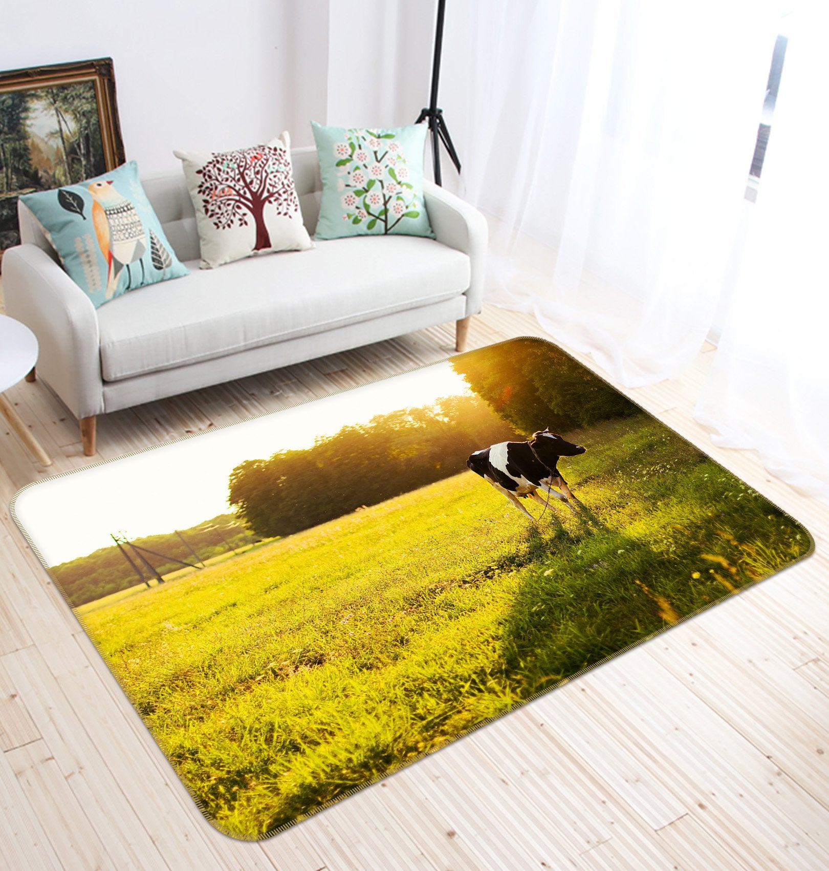 3D Sunshine Grassland Cow 615 Animal Non Slip Rug Mat Mat AJ Creativity Home 