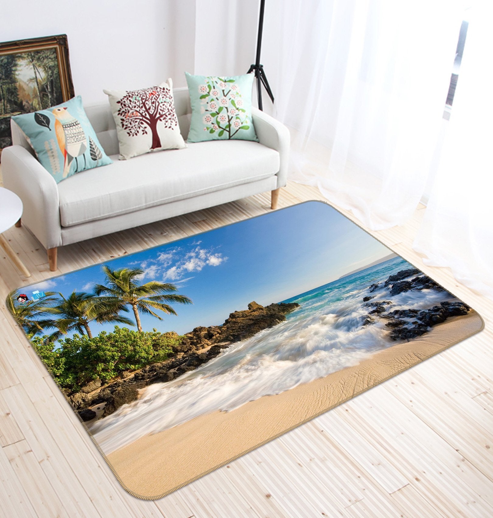 3D Flux Coconut Tree 436 Non Slip Rug Mat Mat AJ Creativity Home 