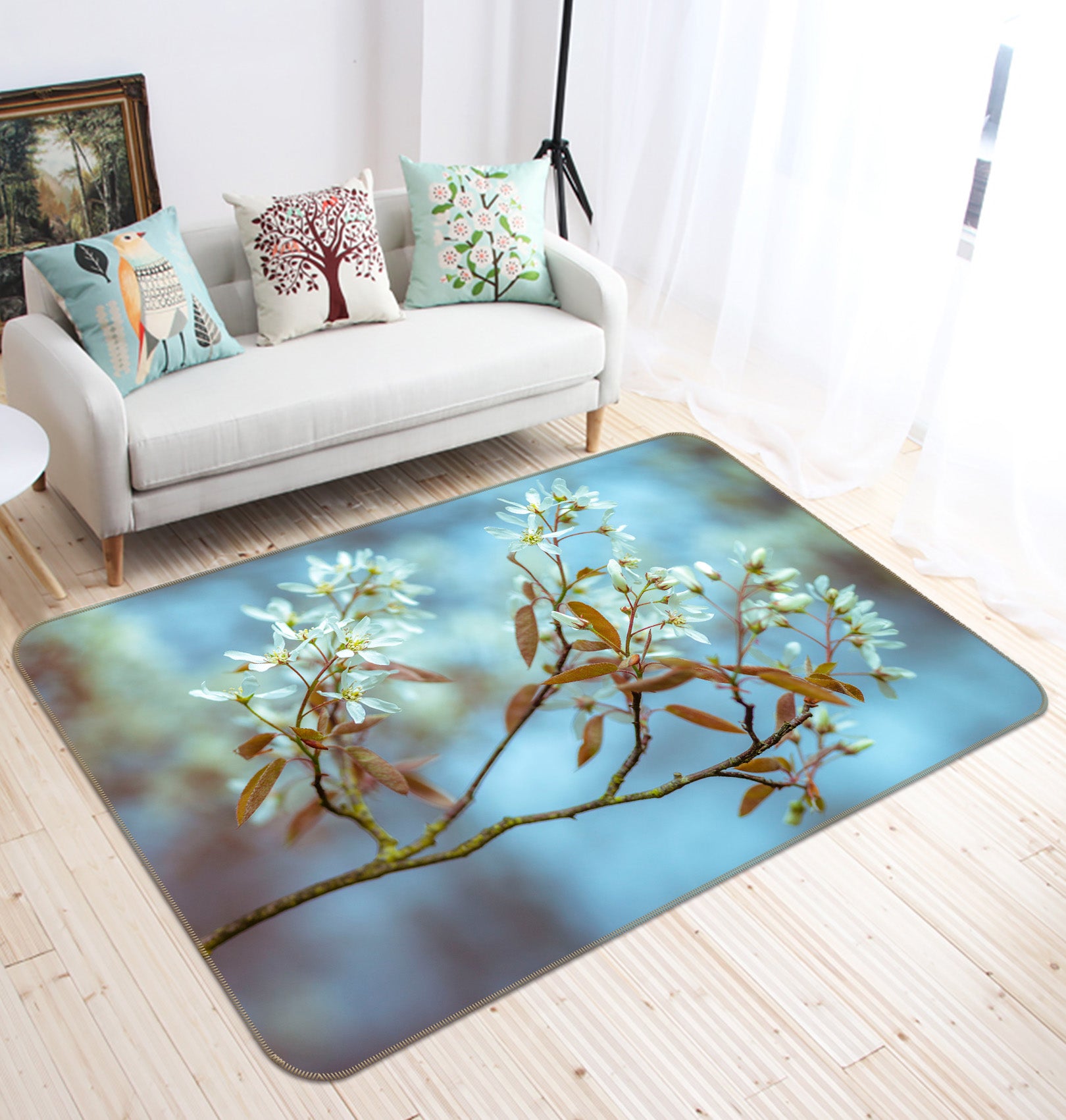 3D White Flower 106 Assaf Frank Rug Non Slip Rug Mat