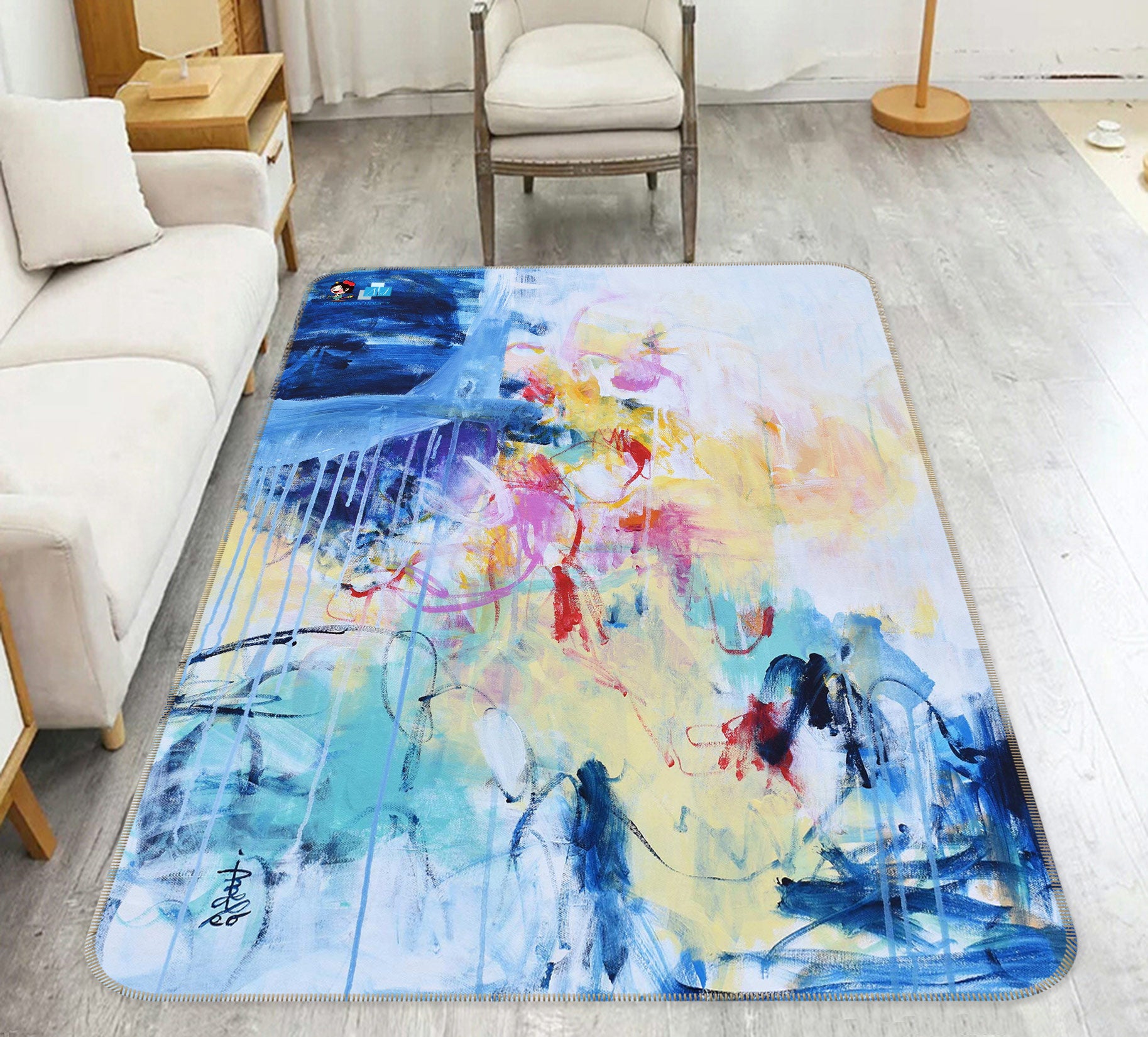 3D Color Ink Pattern 123134 Misako Chida Rug Non Slip Rug Mat