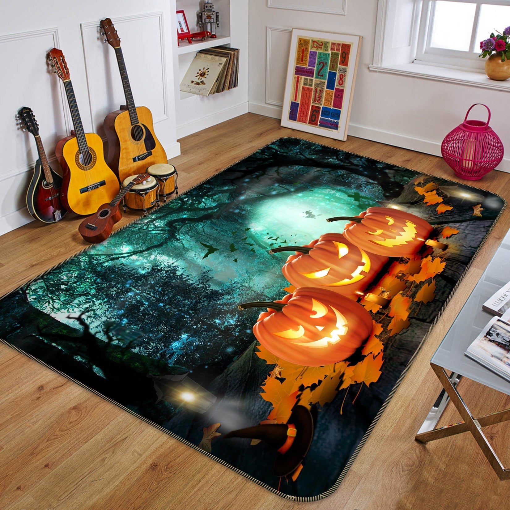 3D Pumpkin Tree Hole 201 Halloween Non Slip Rug Mat Mat AJ Creativity Home 