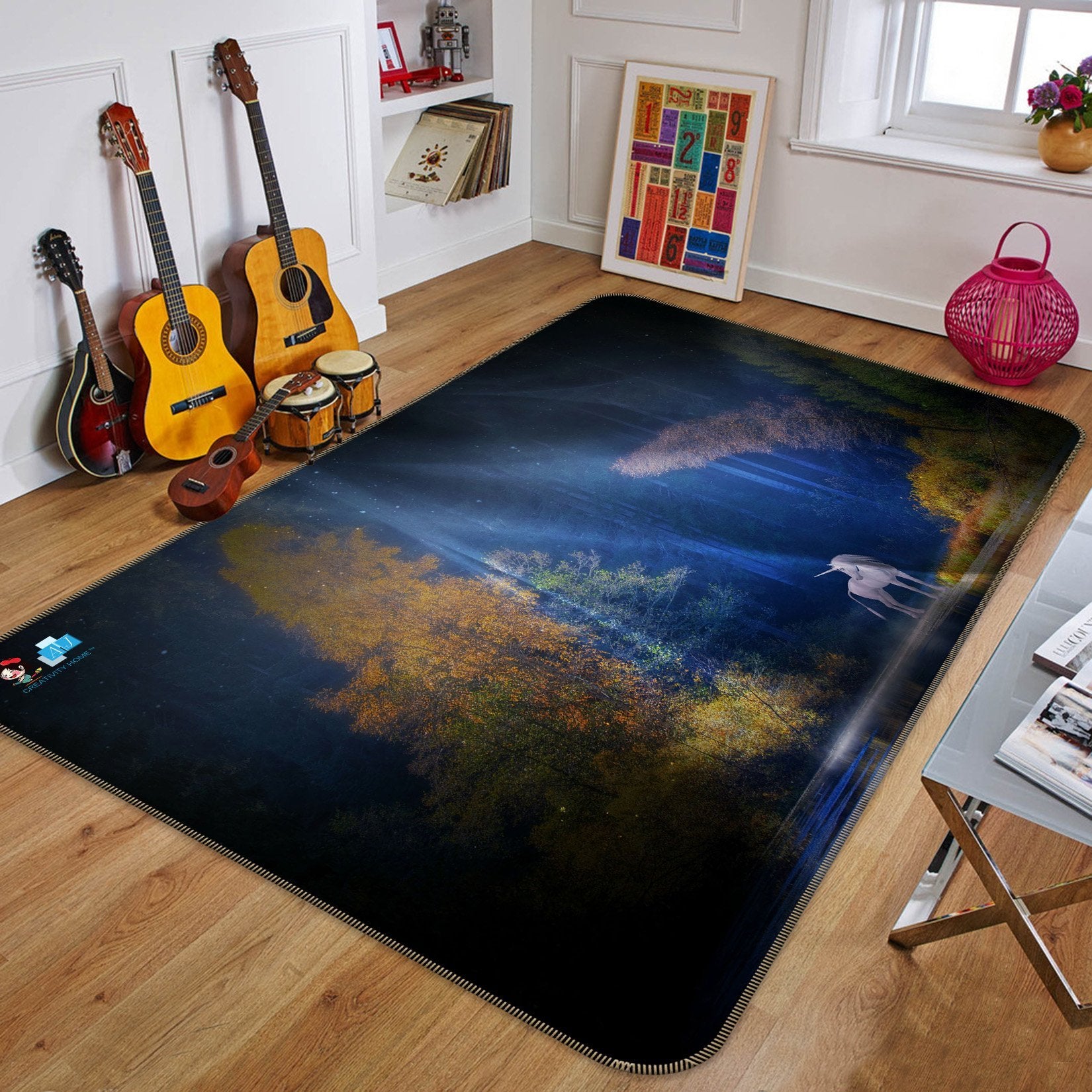 3D Moonlight Unicorn 309 Non Slip Rug Mat Mat AJ Creativity Home 