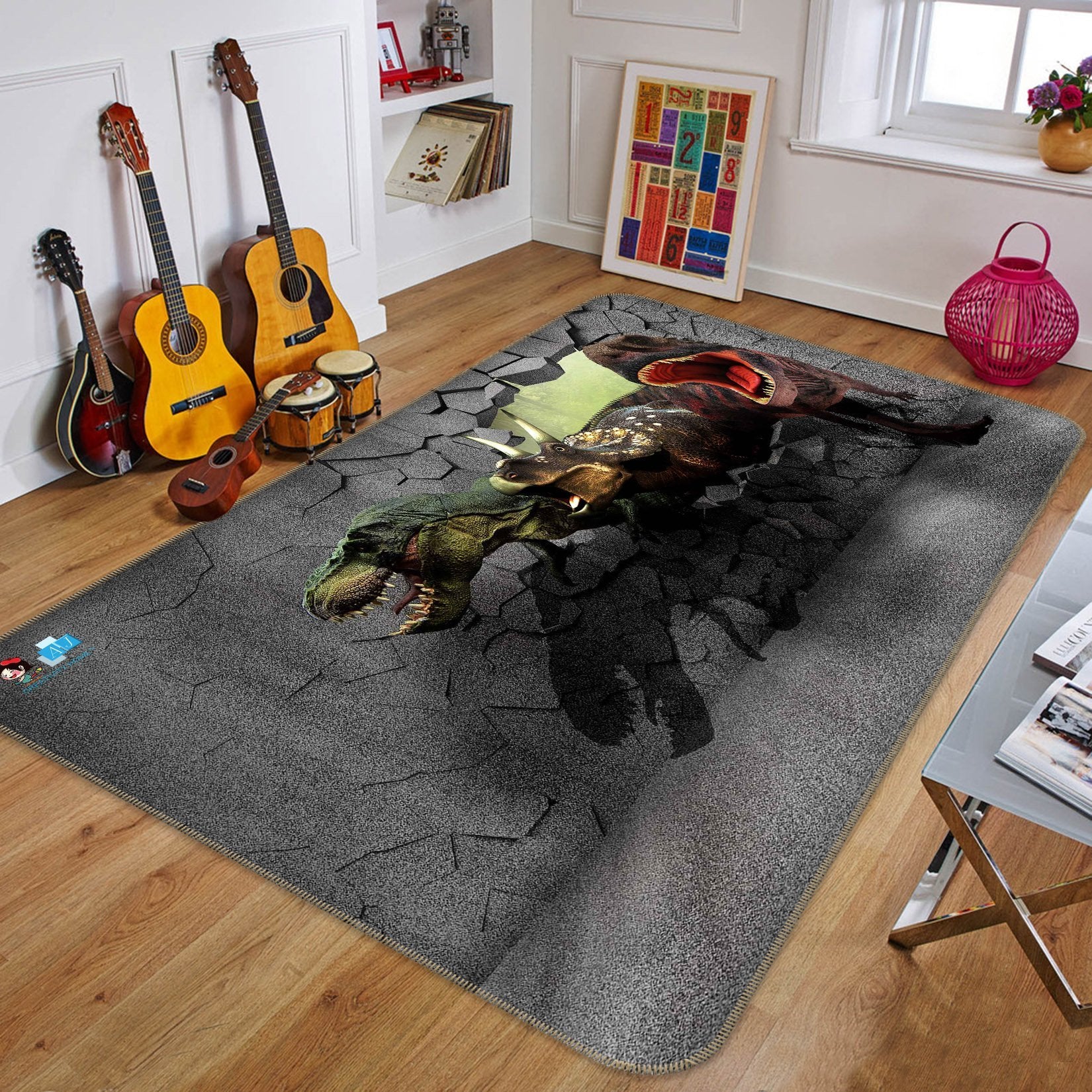 3D Fierce Dinosaur 361 Non Slip Rug Mat Mat AJ Creativity Home 