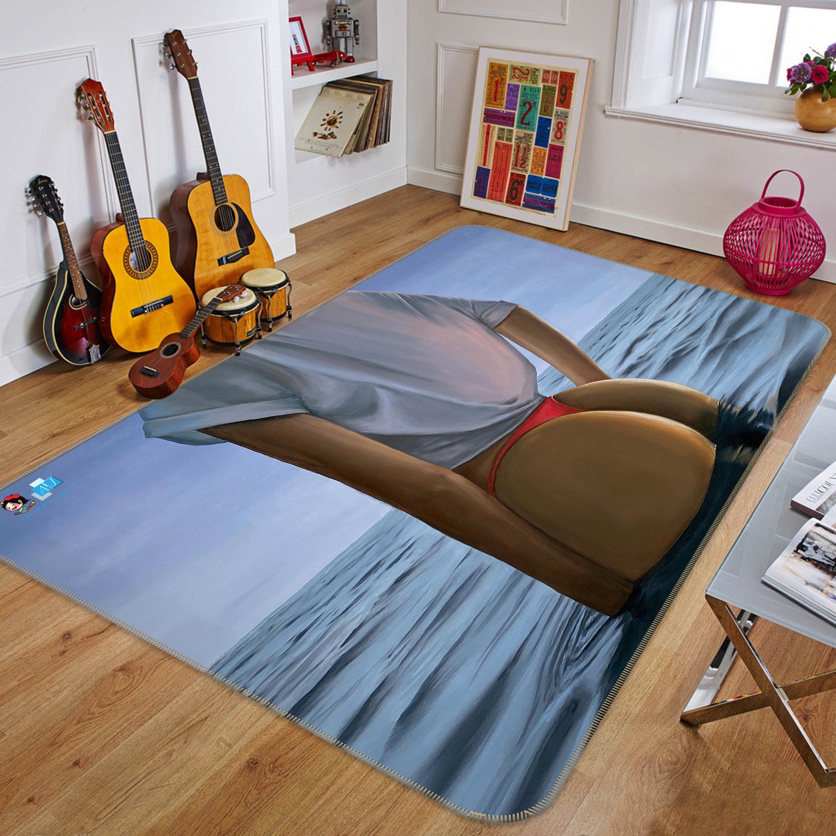 3D Woman Figure 9703 Marina Zotova Rug Non Slip Rug Mat