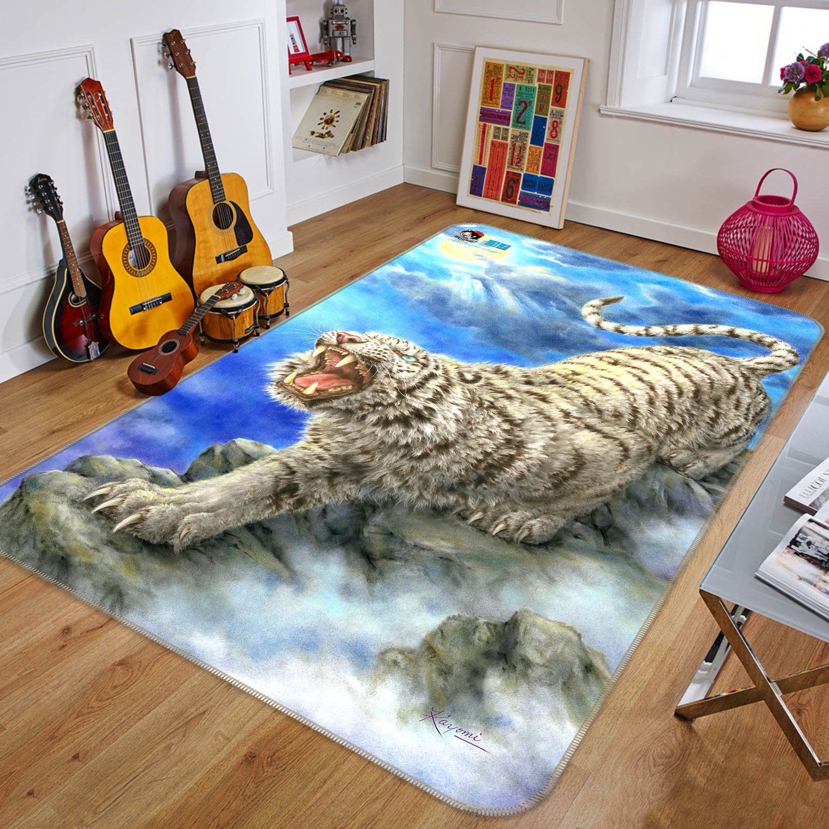 3D Tiger Cloud 5768 Kayomi Harai Rug Non Slip Rug Mat