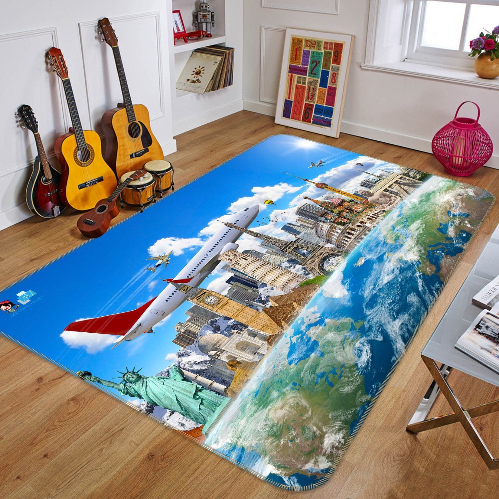 3D Tower Aircraft 497 Non Slip Rug Mat Mat AJ Creativity Home 