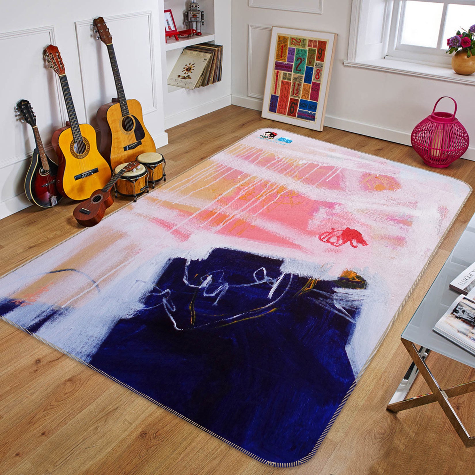 3D Pink Blue Painting 123189 Misako Chida Rug Non Slip Rug Mat