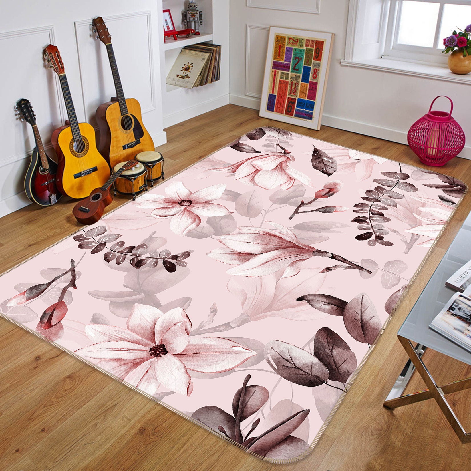 3D Pink Lily 164 Uta Naumann Rug Non Slip Rug Mat