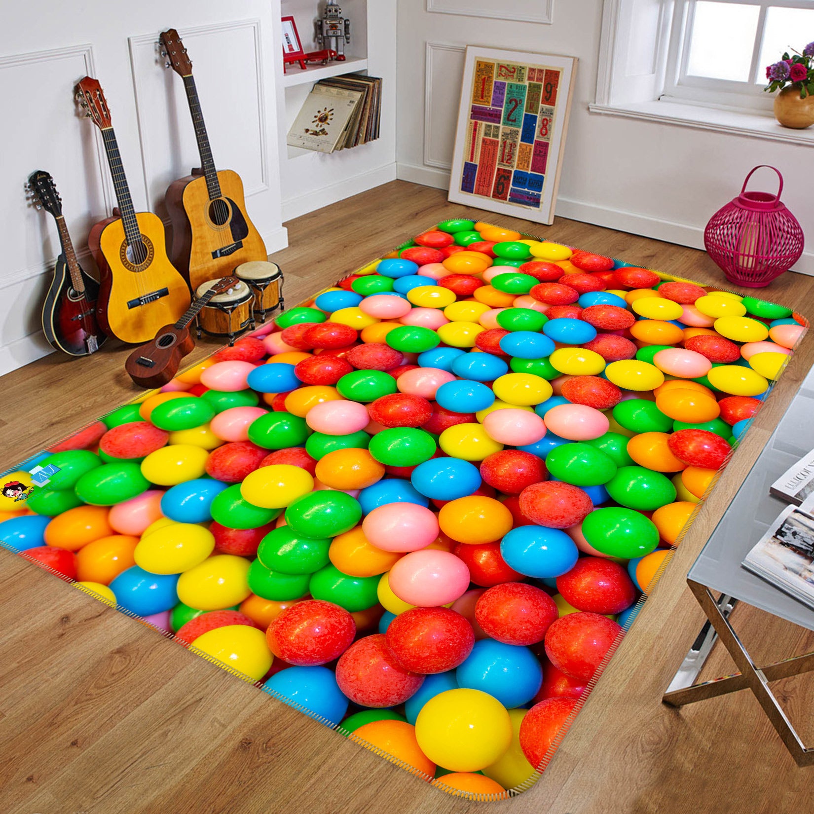 3D Rainbow Candy 6852 Assaf Frank Rug Non Slip Rug Mat