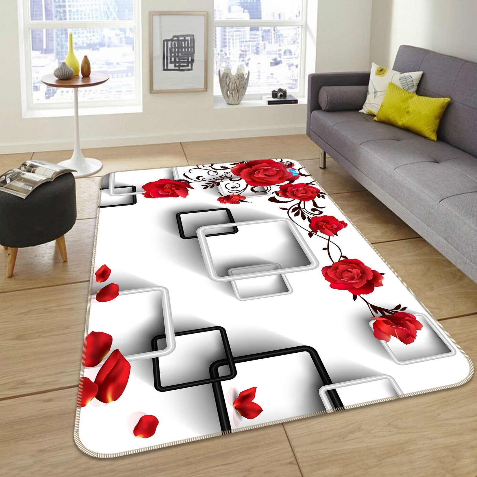 3D Box Rose 535 Non Slip Rug Mat Mat AJ Creativity Home 