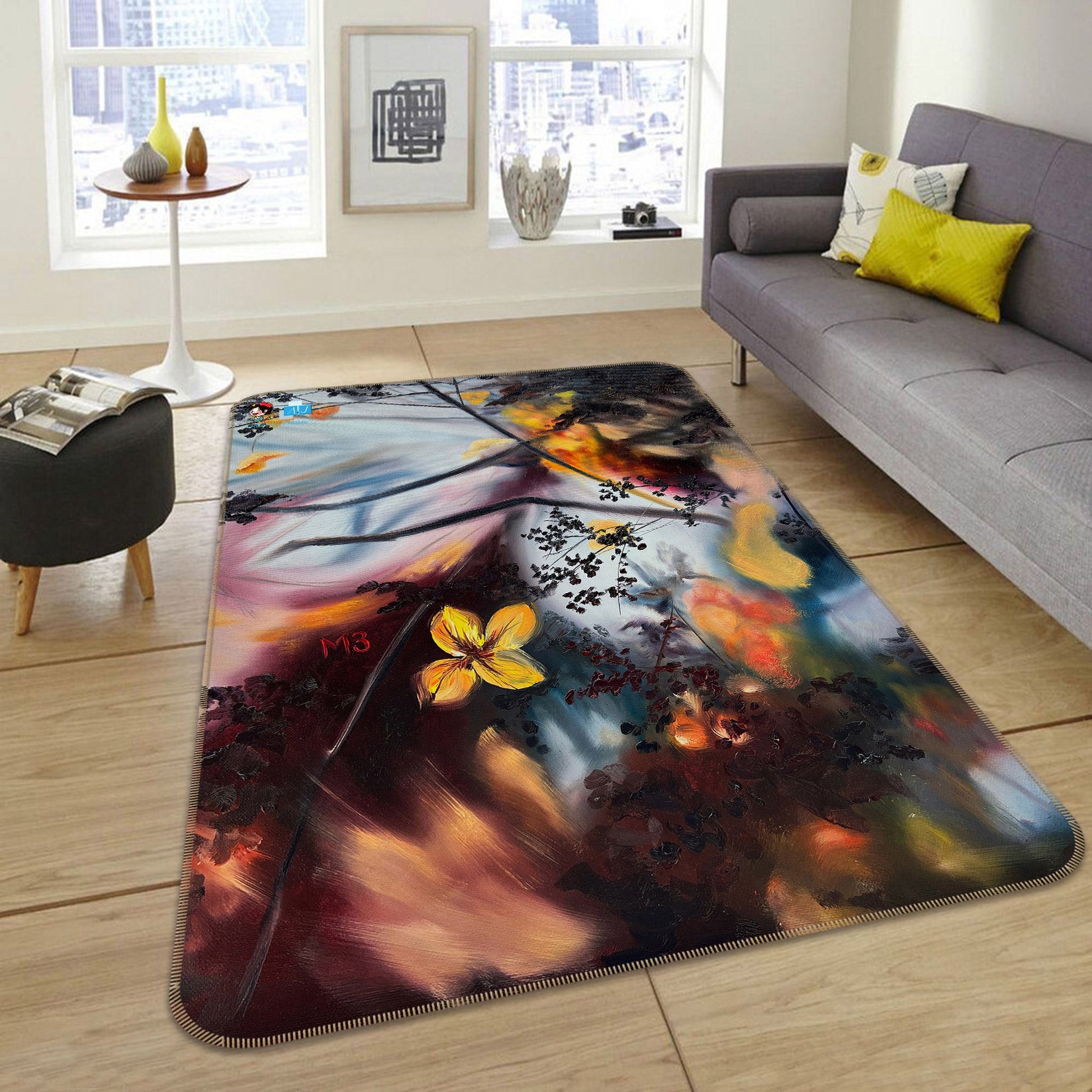 3D Flower Branch Painting 9709 Marina Zotova Rug Non Slip Rug Mat