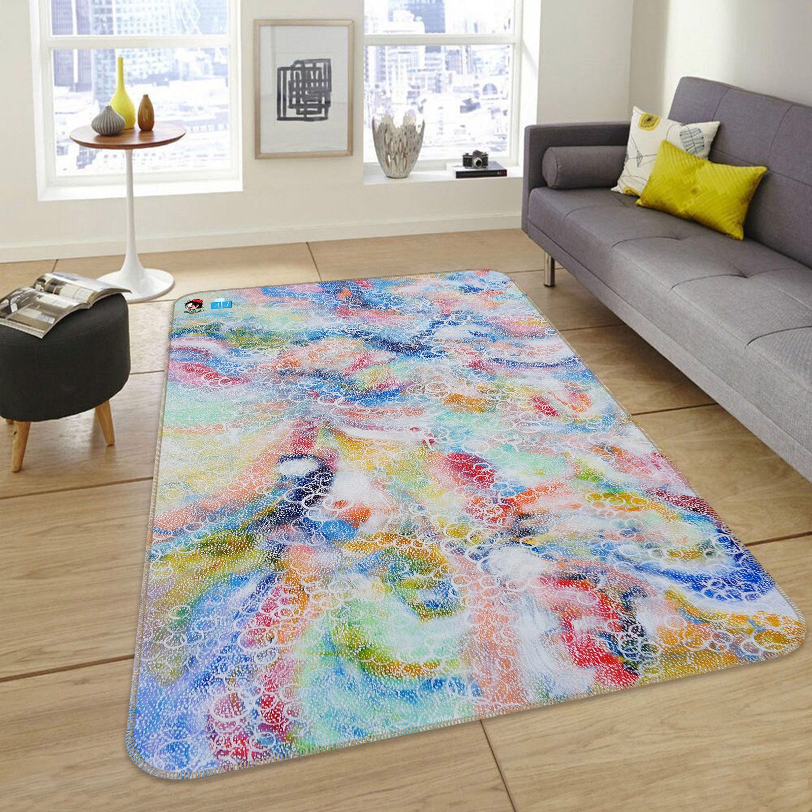 3D Circle Bubble Pattern 123138 Misako Chida Rug Non Slip Rug Mat