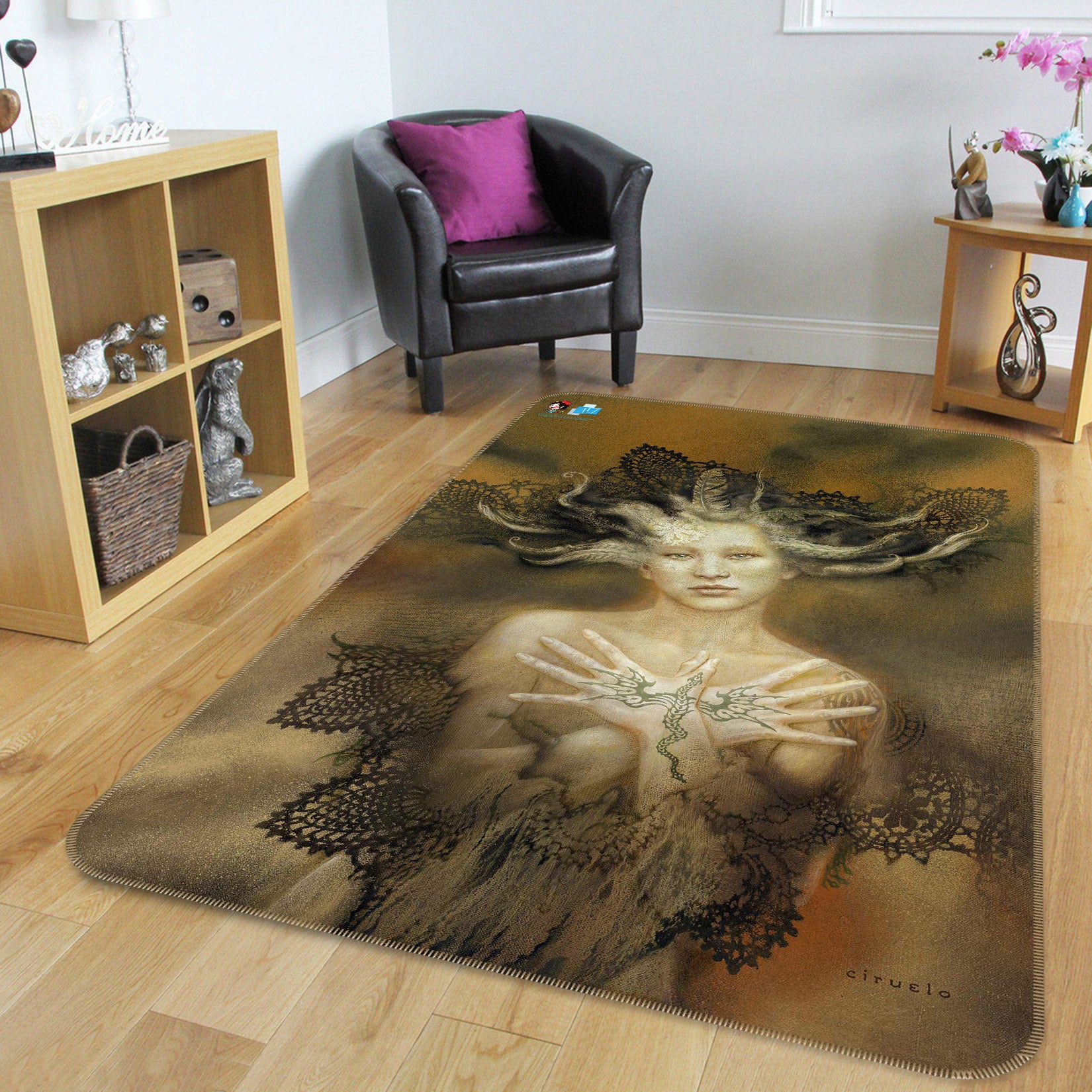 3D Textured Woman 6043 Ciruelo Rug Non Slip Rug Mat