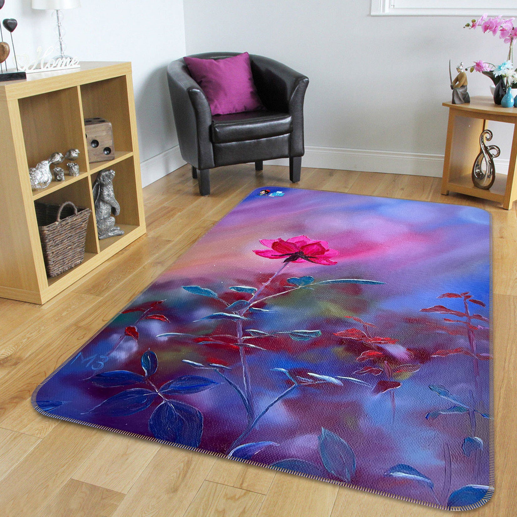 3D Red Flower 9715 Marina Zotova Rug Non Slip Rug Mat