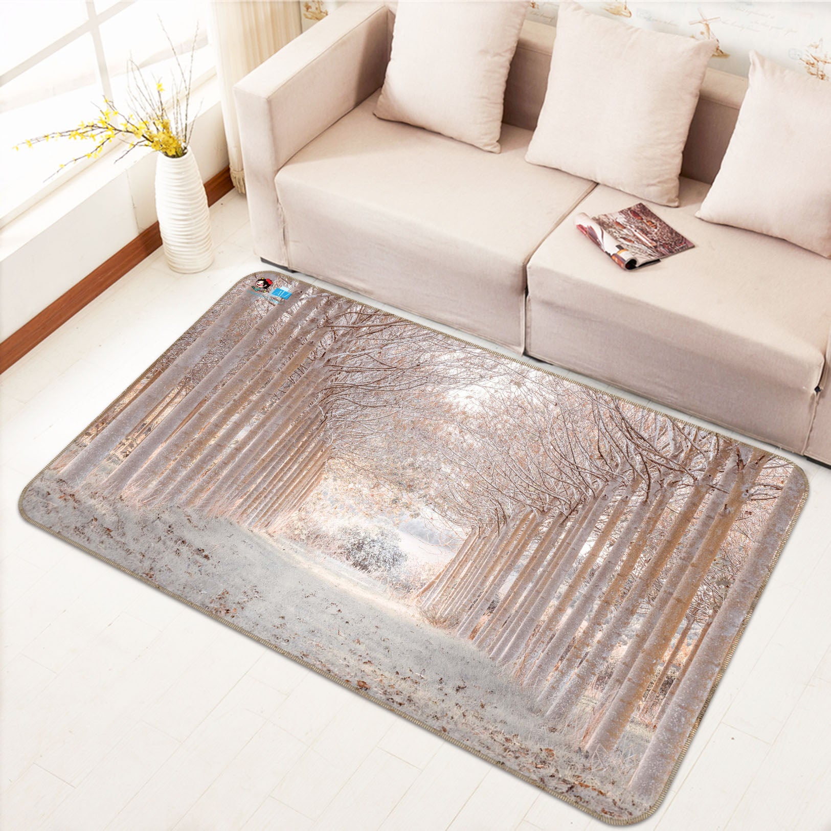 3D Winter Woods 6730 Assaf Frank Rug Non Slip Rug Mat