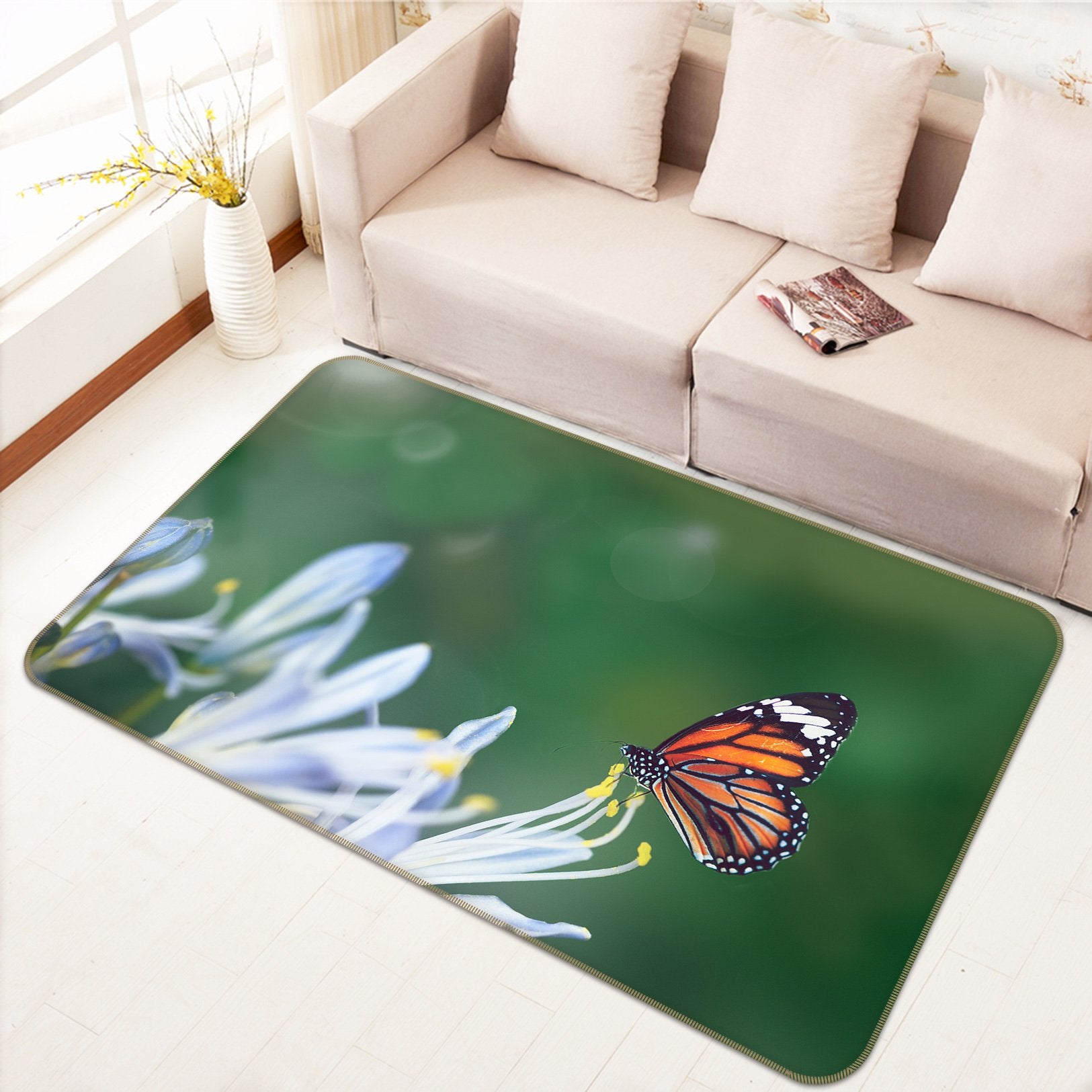 3D Flower Butterfly 586 Animal Non Slip Rug Mat Mat AJ Creativity Home 